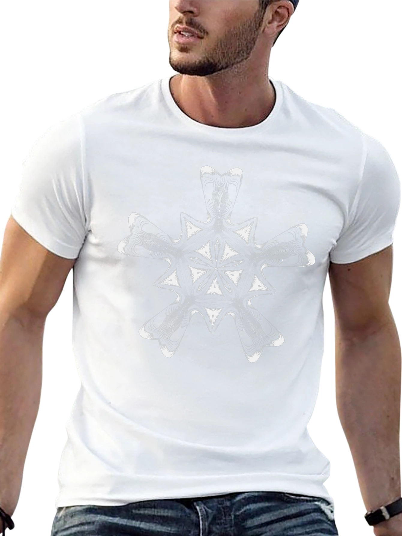 Abstract Snowflake Graphic Black T-Shirt