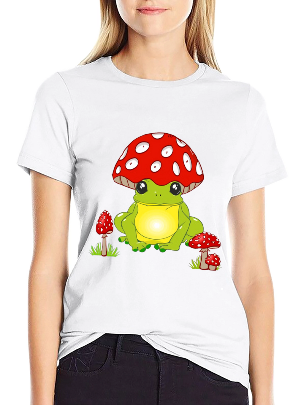 Cute Frog with Mushroom Hat Graphic T-Shirt