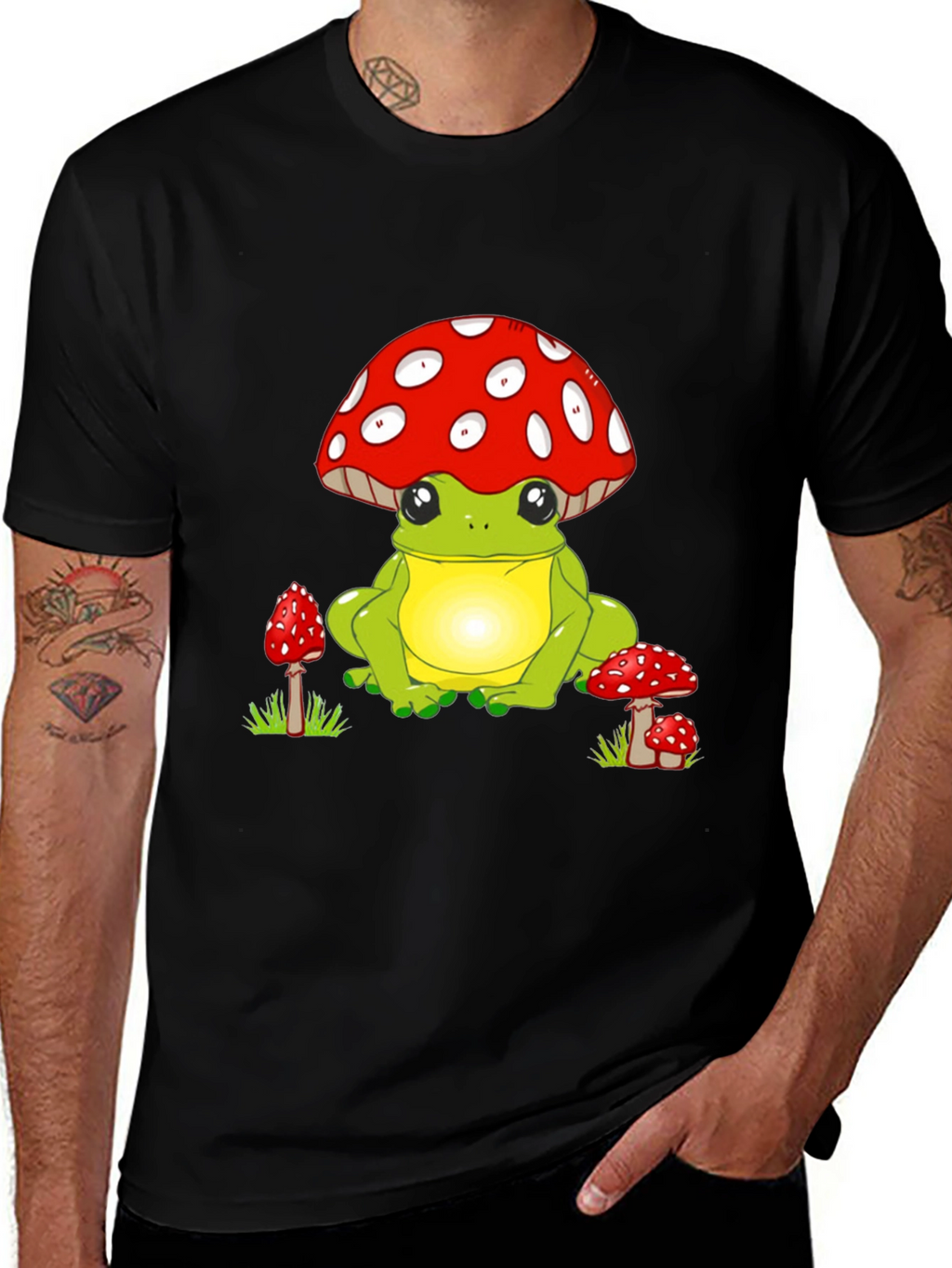 Cute Frog with Mushroom Hat Graphic T-Shirt