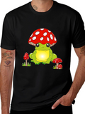 Cute Frog with Mushroom Hat Graphic T-Shirt