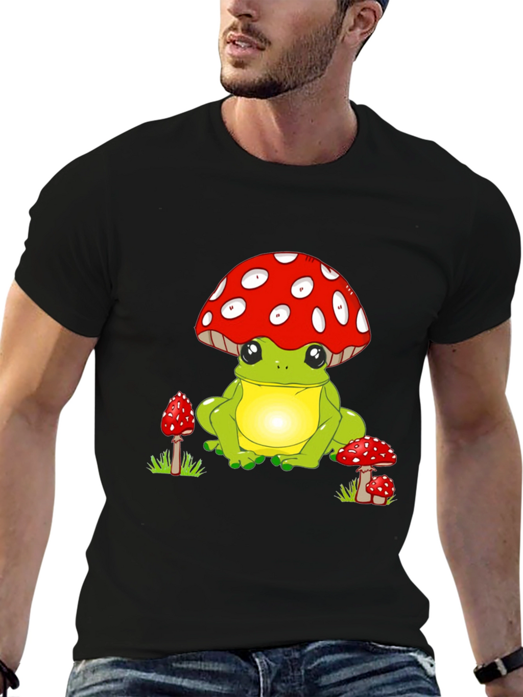 Cute Frog with Mushroom Hat Graphic T-Shirt