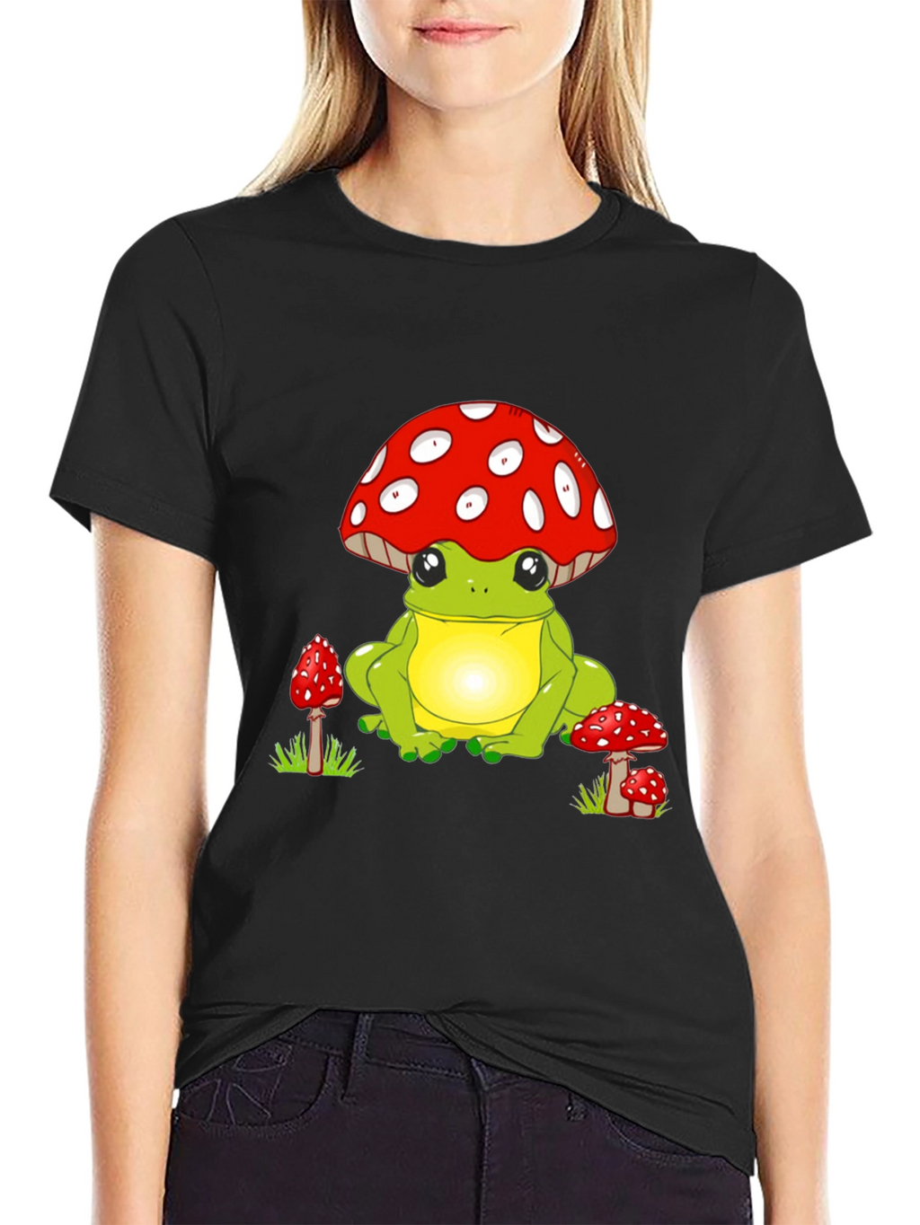 Cute Frog with Mushroom Hat Graphic T-Shirt