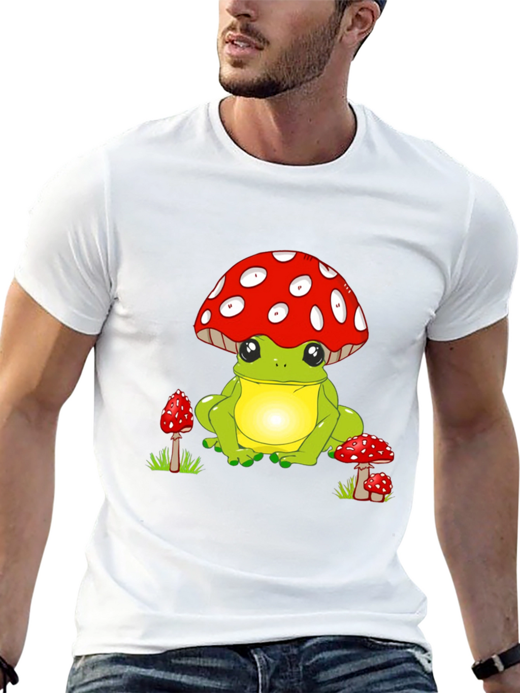 Cute Frog with Mushroom Hat Graphic T-Shirt