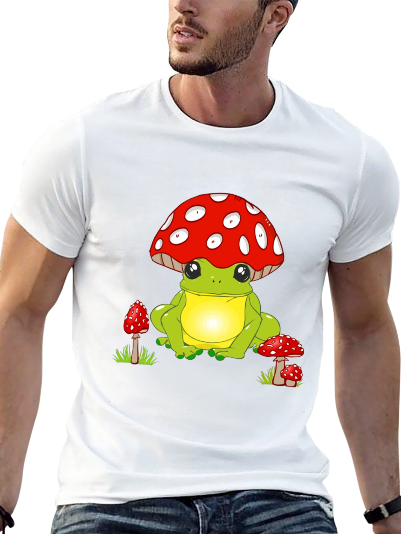 Cute Frog with Mushroom Hat Graphic T-Shirt