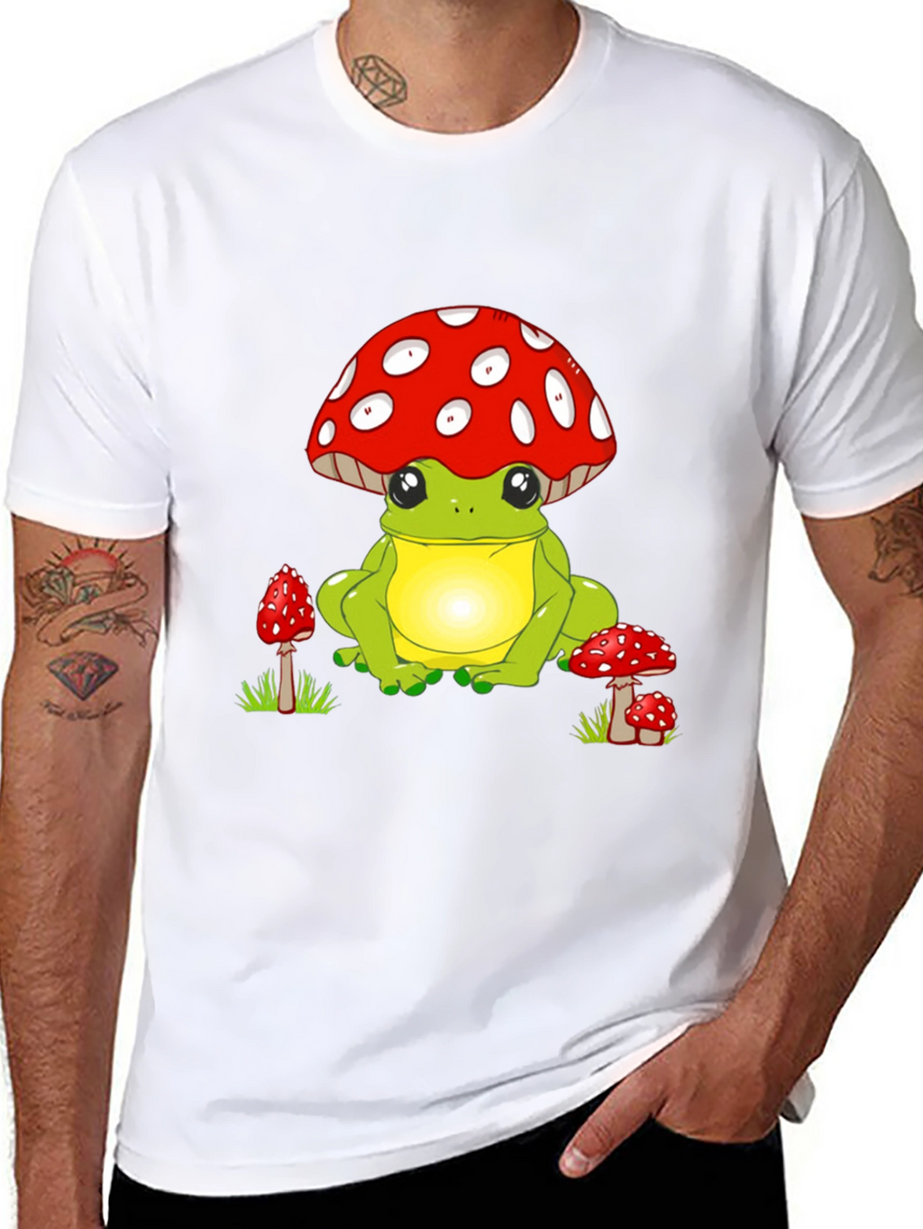 Cute Frog with Mushroom Hat Graphic T-Shirt