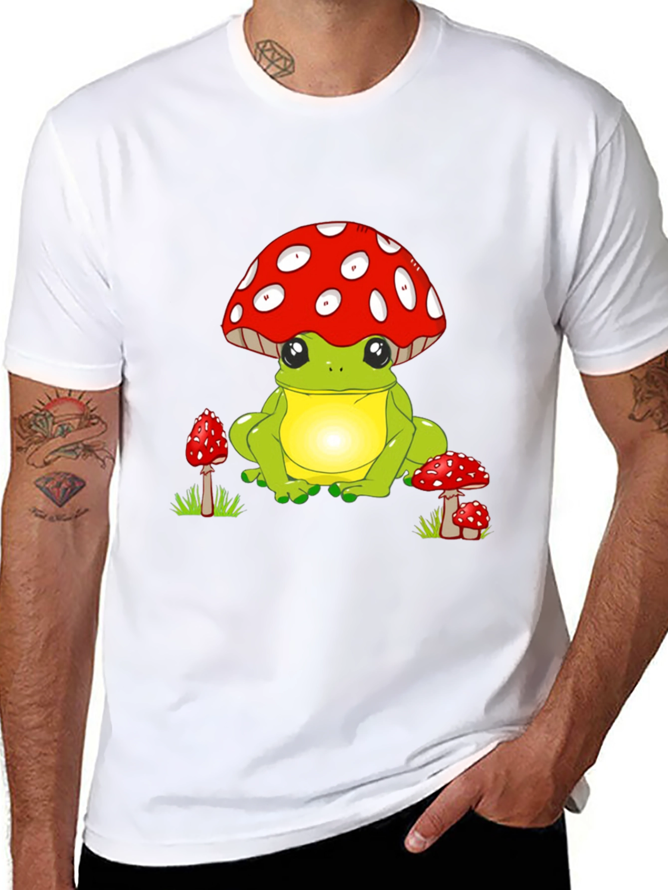 Cute Frog with Mushroom Hat Graphic T-Shirt