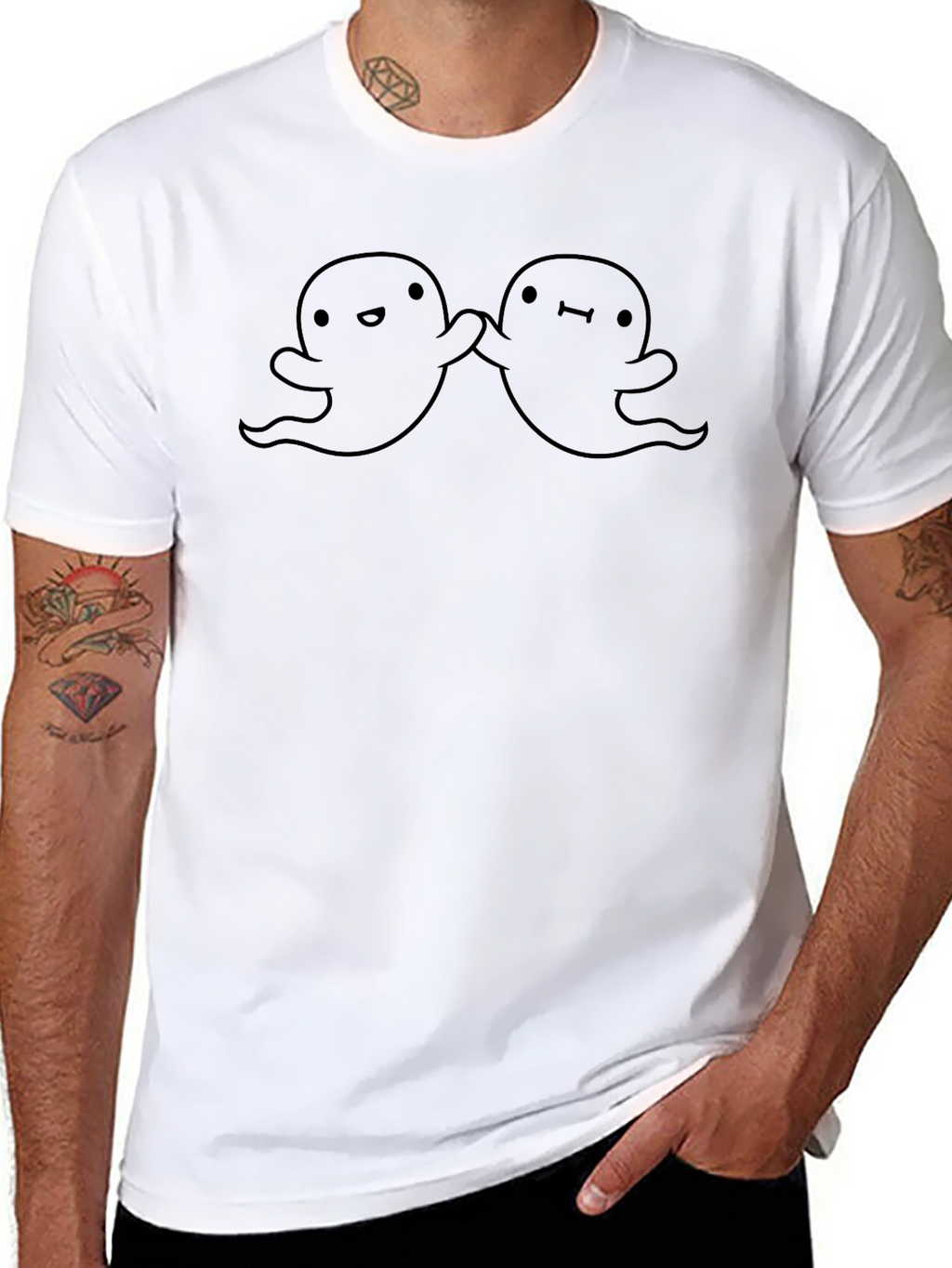 Cute Ghost Friends Black T-Shirt