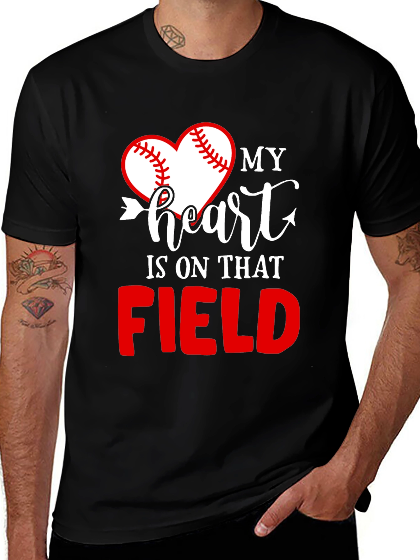 Baseball Heart T-Shirt - My Heart Is On That Field
