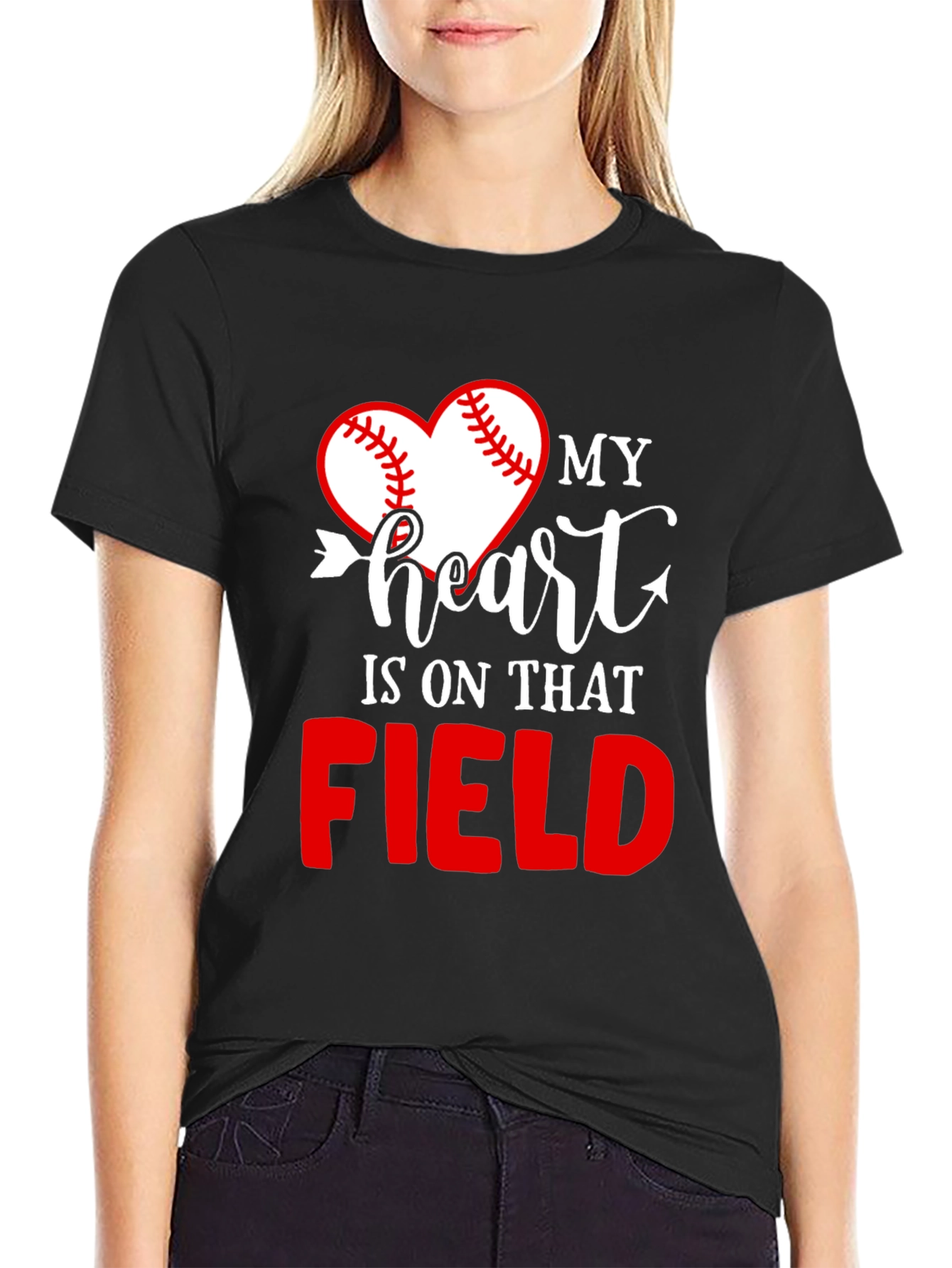 Baseball Heart T-Shirt - My Heart Is On That Field