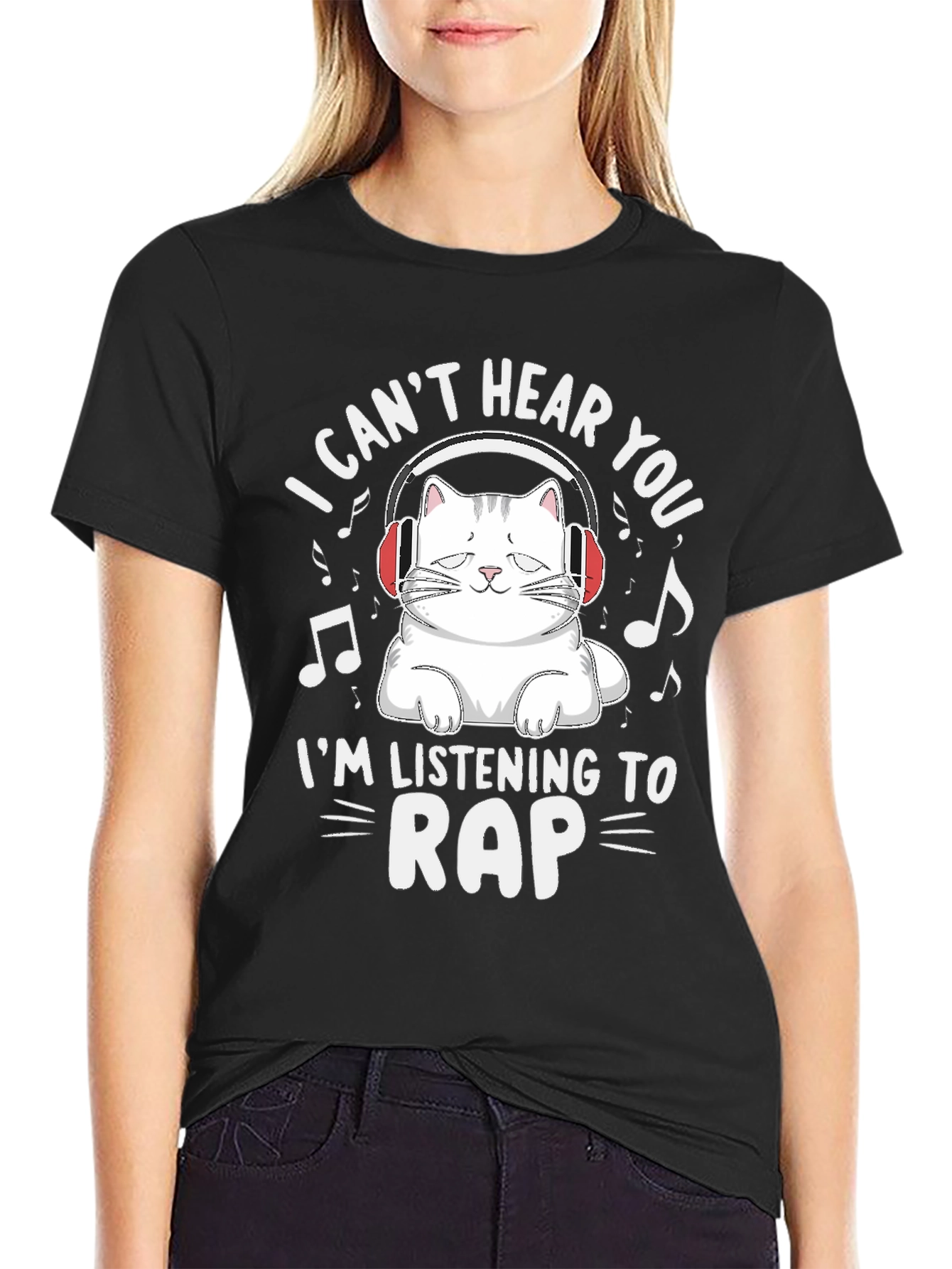 I Cant Hear You Cat Rap Music T-Shirt