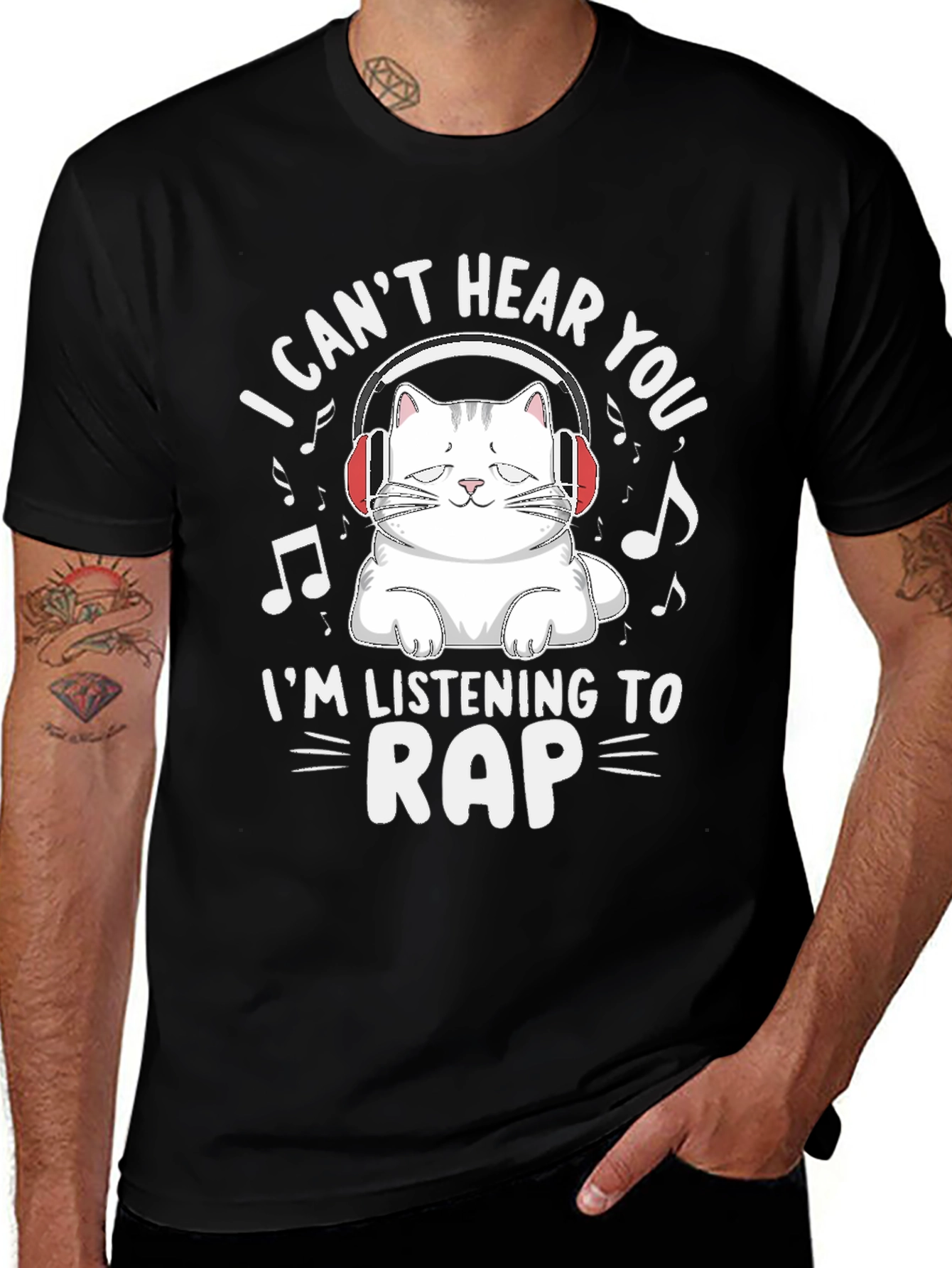 I Cant Hear You Cat Rap Music T-Shirt