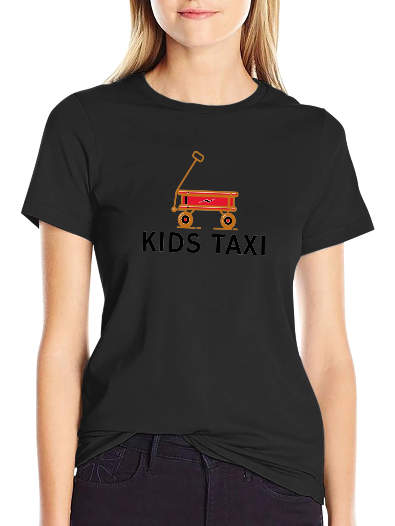Kids Taxi Graphic Tee - Black Cotton T-Shirt