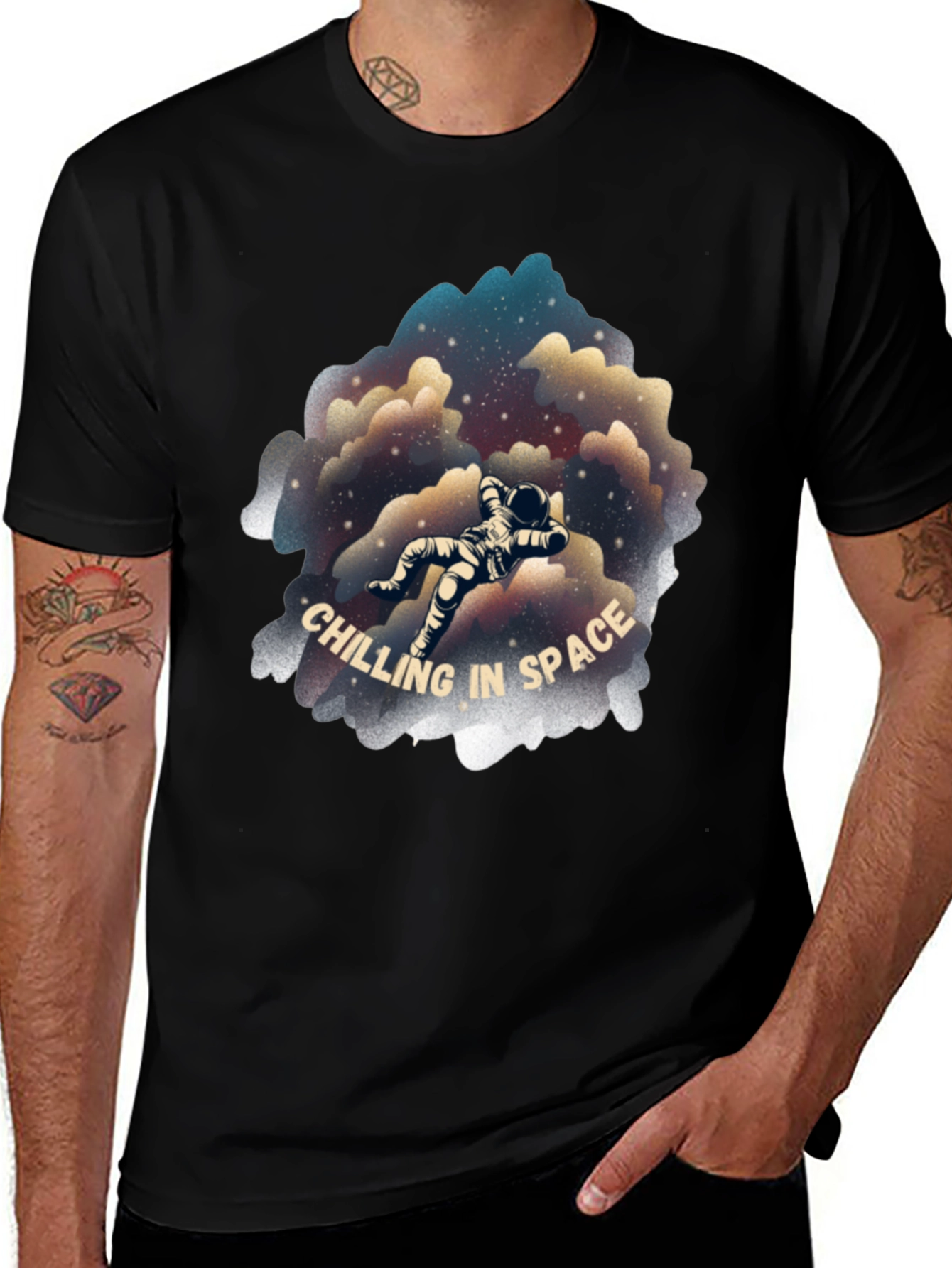 Chilling in Space Graphic Tee - Astronaut Design
