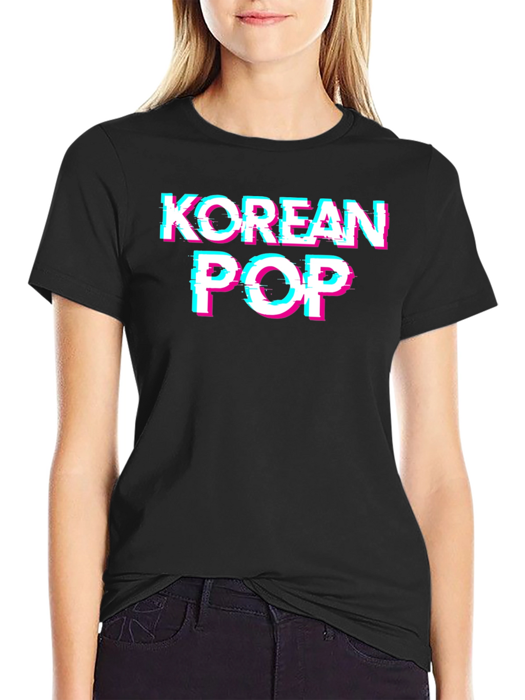 Korean Pop Black Graphic Tee