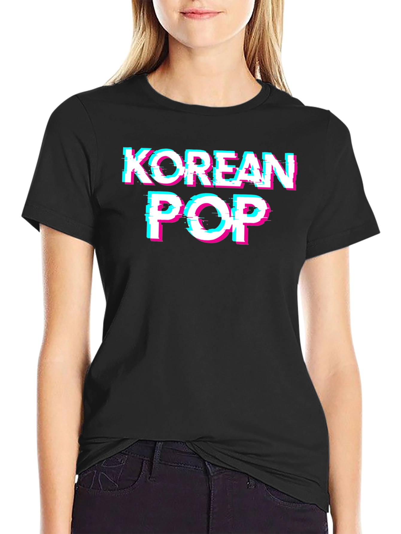 Korean Pop Black Graphic Tee