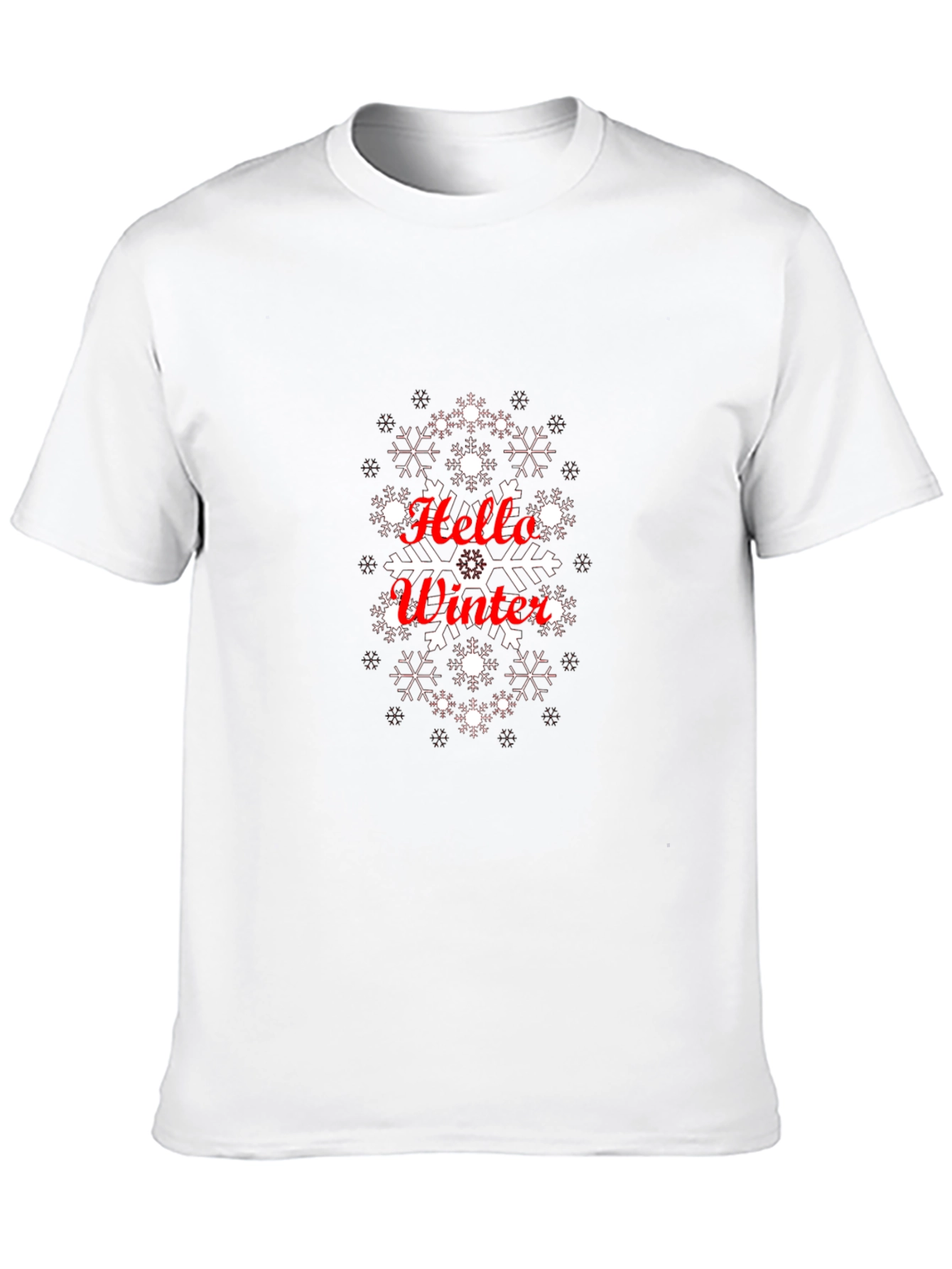 Hello Winter Snowflake Graphic Tee - Black