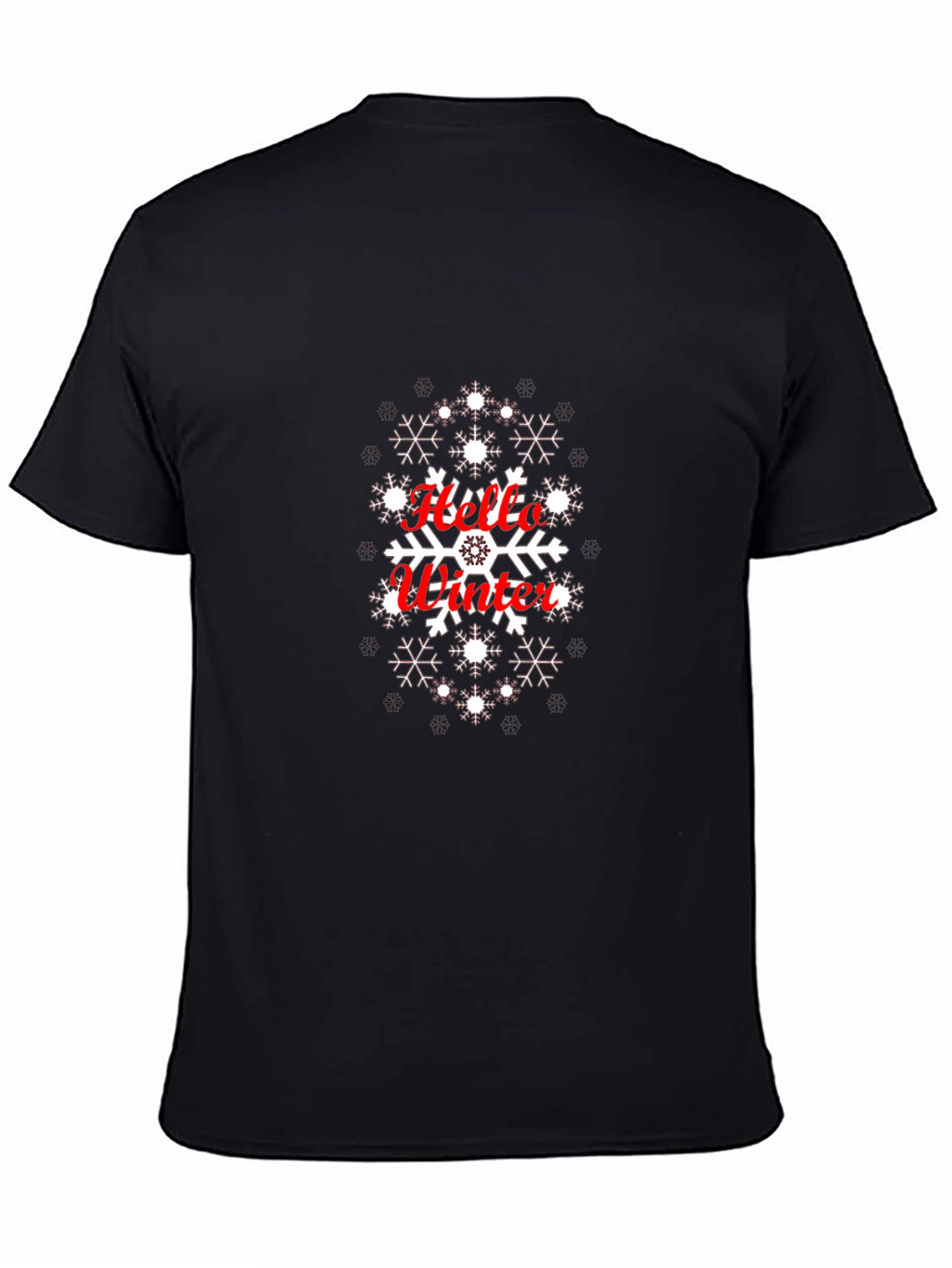 Hello Winter Snowflake Graphic Tee - Black