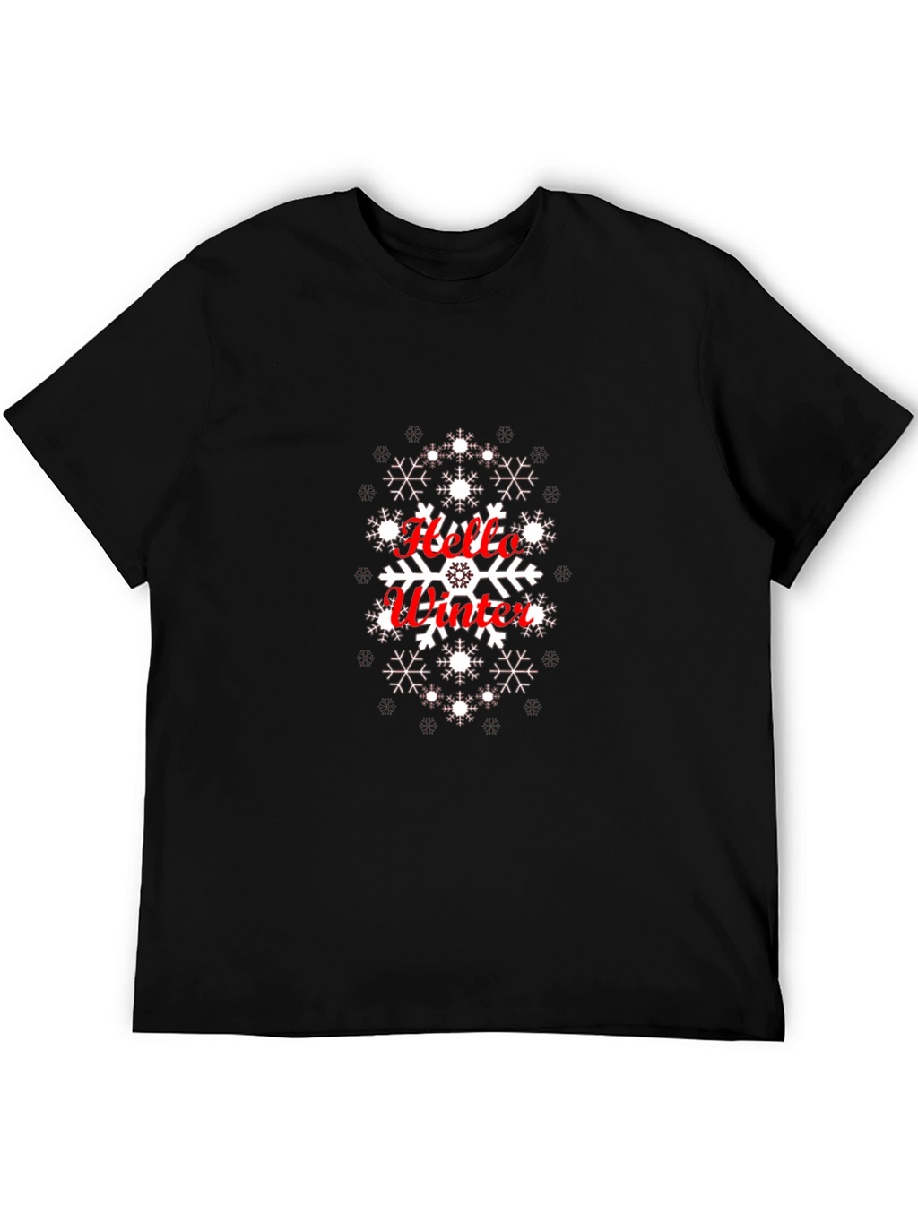 Hello Winter Snowflake Graphic Tee - Black