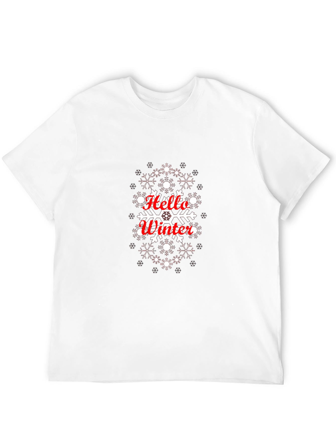 Hello Winter Snowflake Graphic Tee - Black
