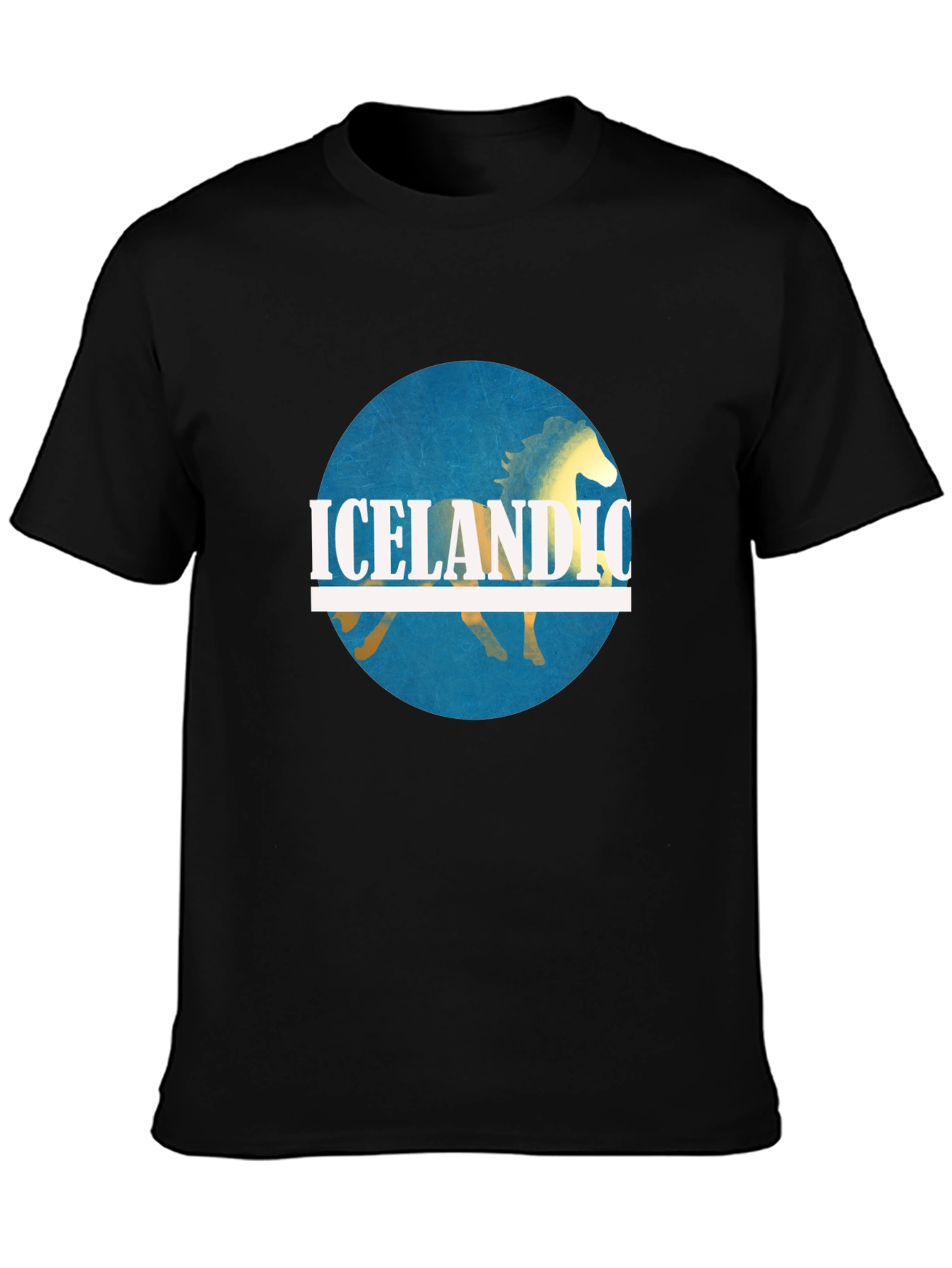 Icelandic Horse Graphic Tee - Black Cotton Shirt