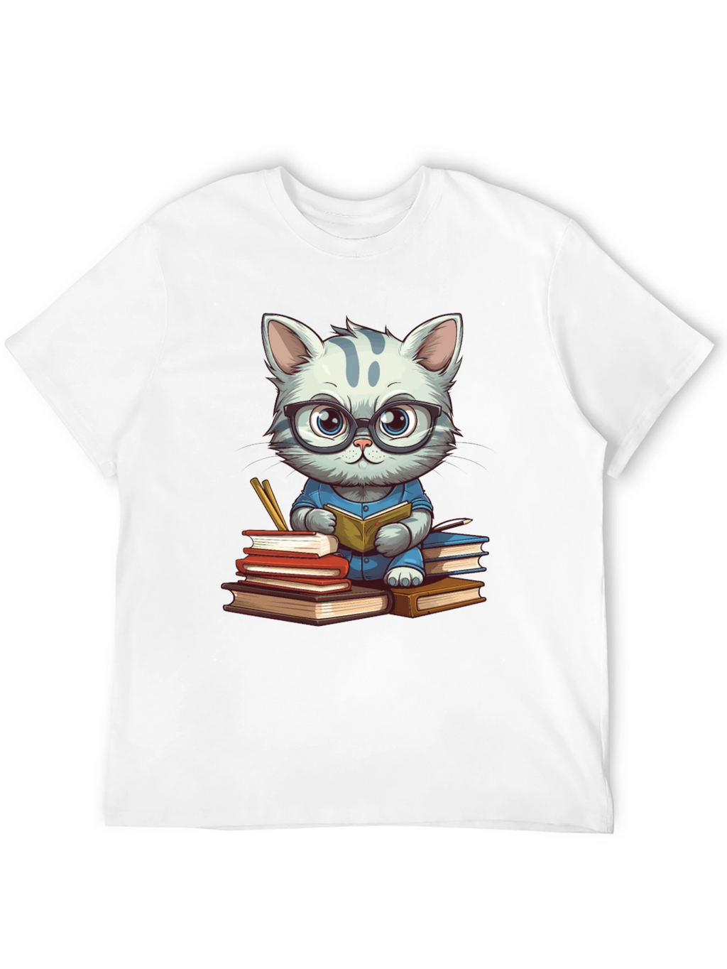 Bookish Cat T-Shirt - Whimsical & Stylish