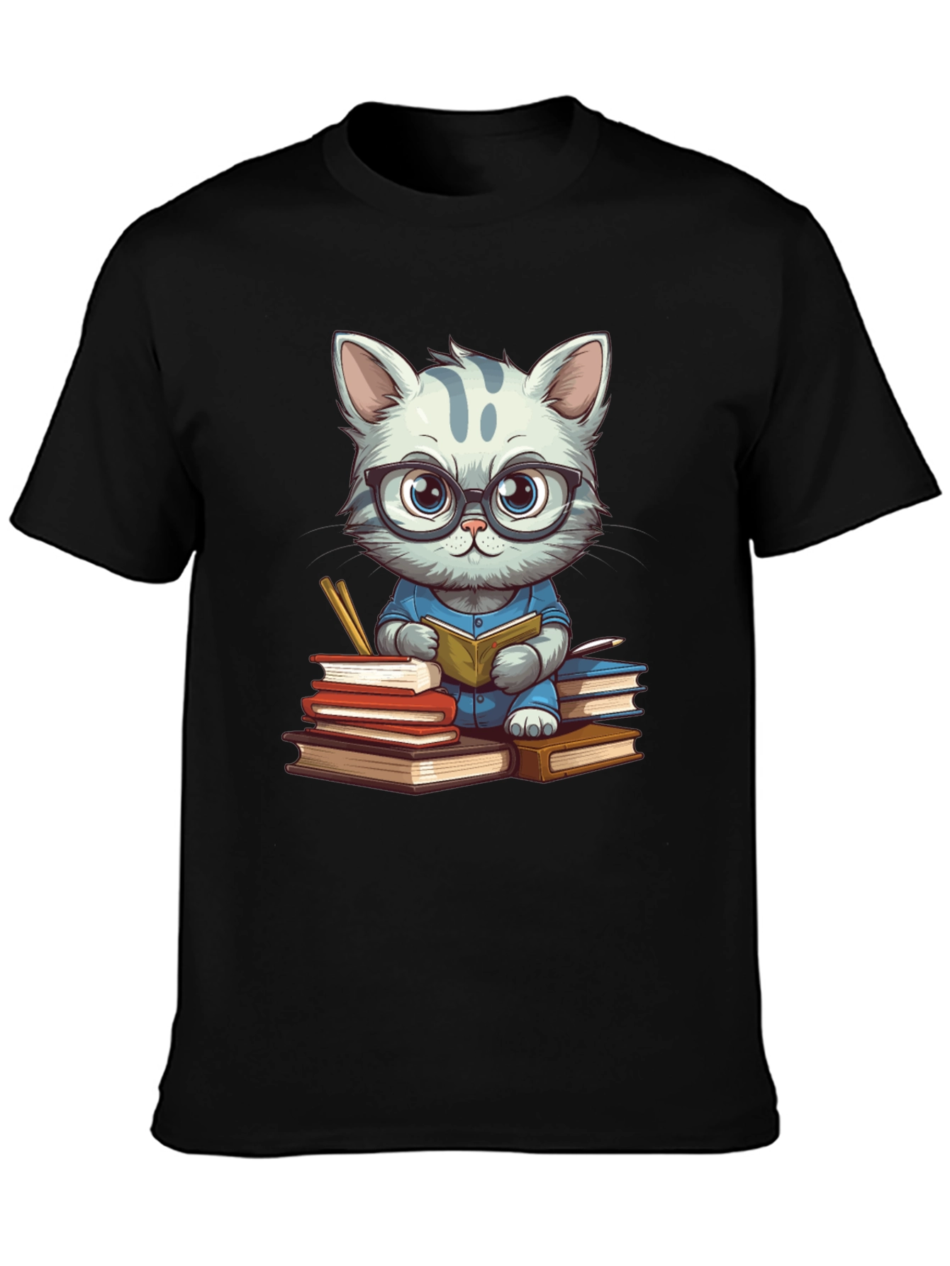 Bookish Cat T-Shirt - Whimsical & Stylish