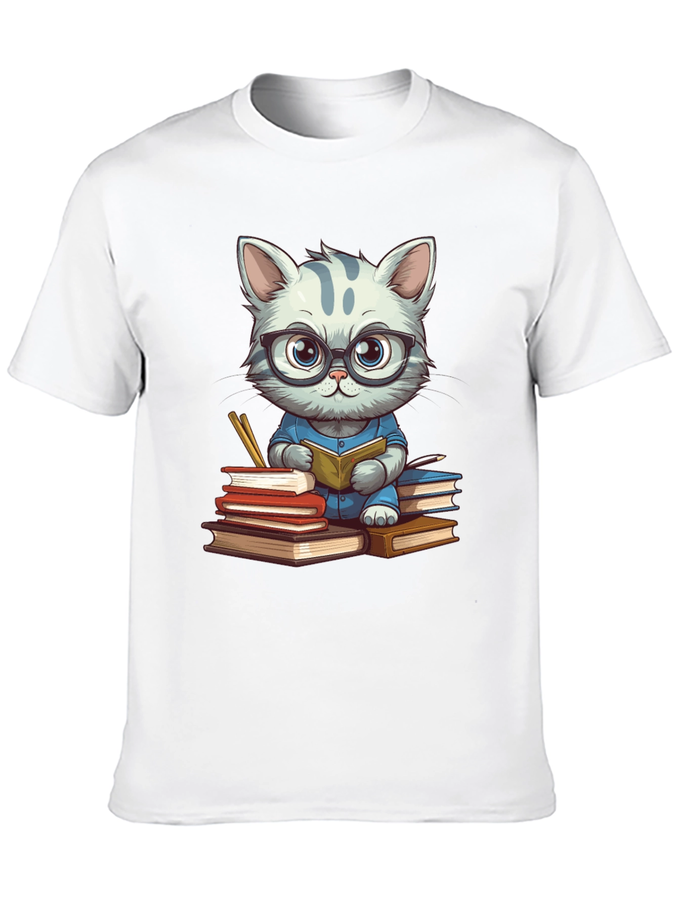 Bookish Cat T-Shirt - Whimsical & Stylish