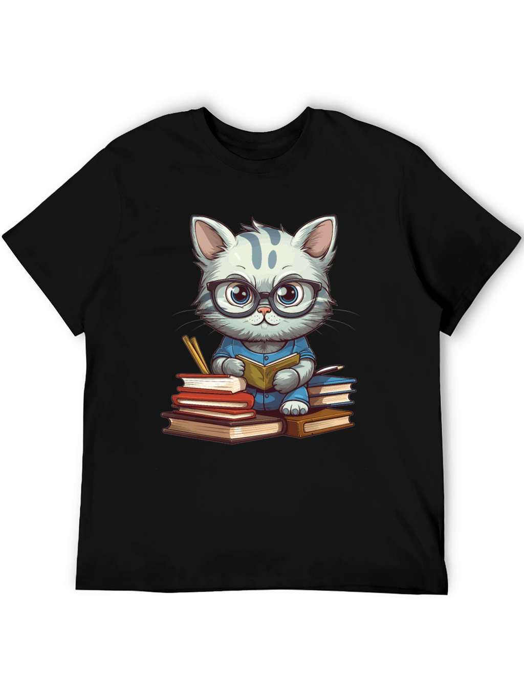 Bookish Cat T-Shirt - Whimsical & Stylish