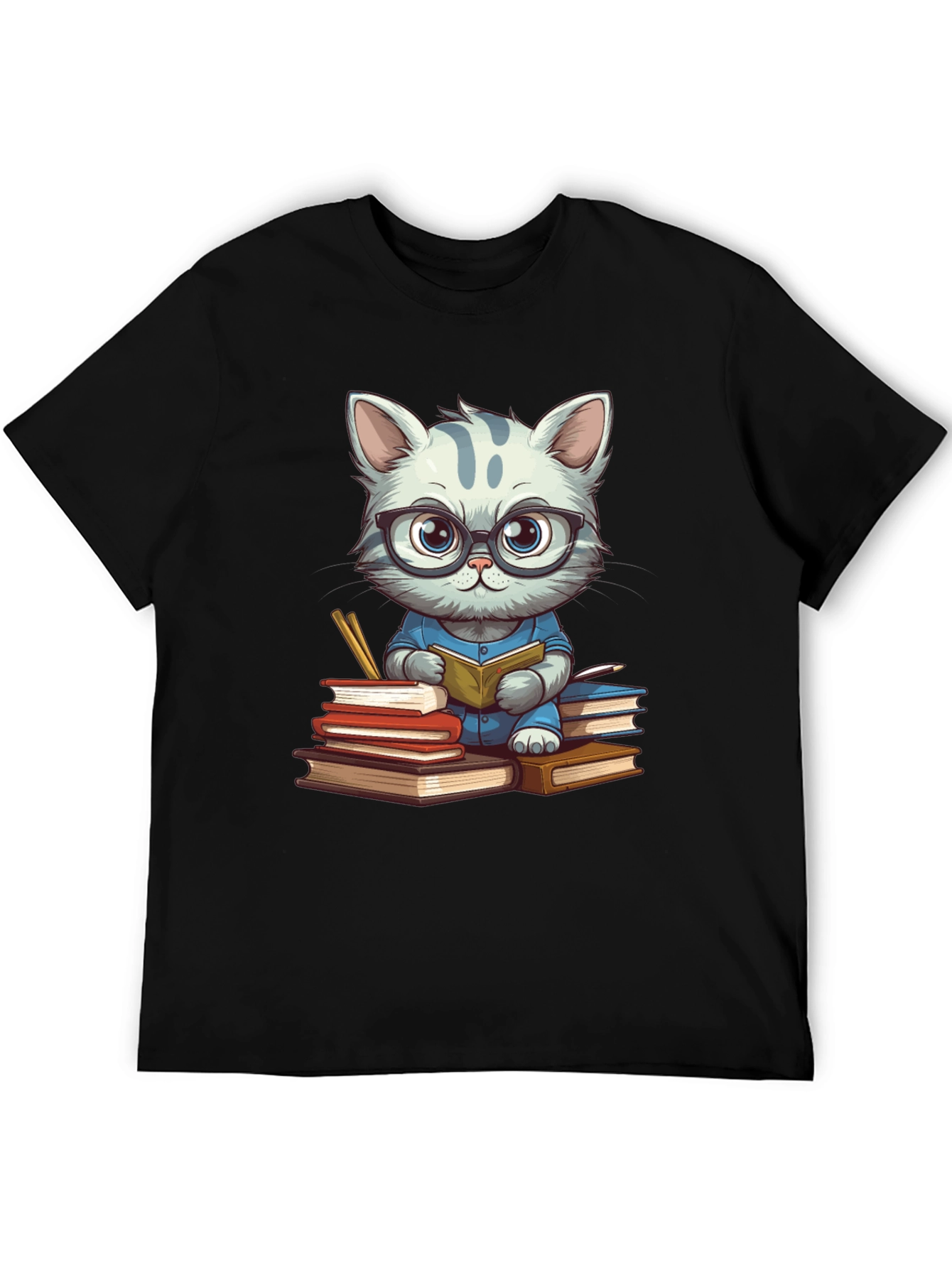Bookish Cat T-Shirt - Whimsical & Stylish