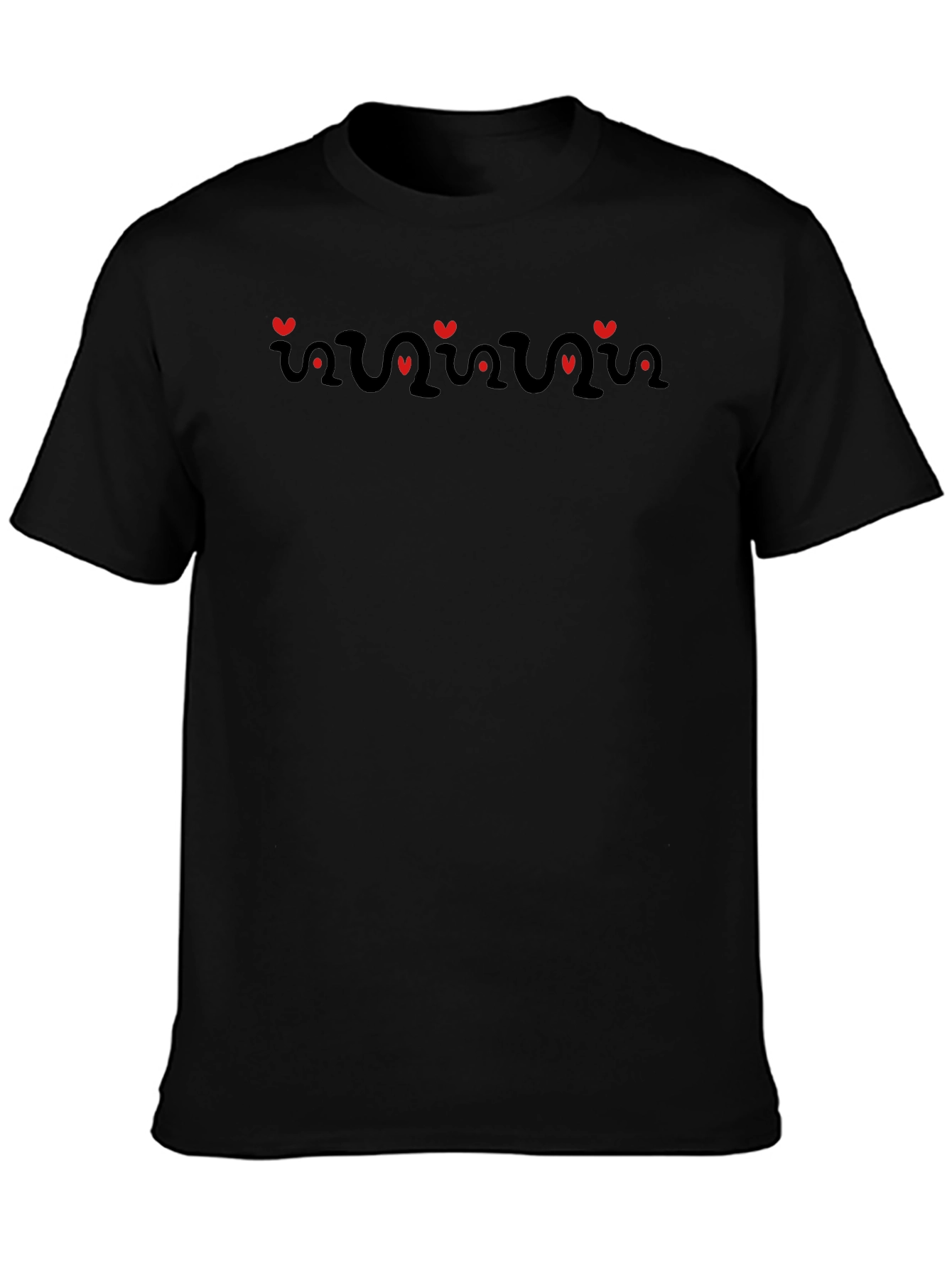 Heartbeat Rhythm T-Shirt - Black Crew Neck Tee