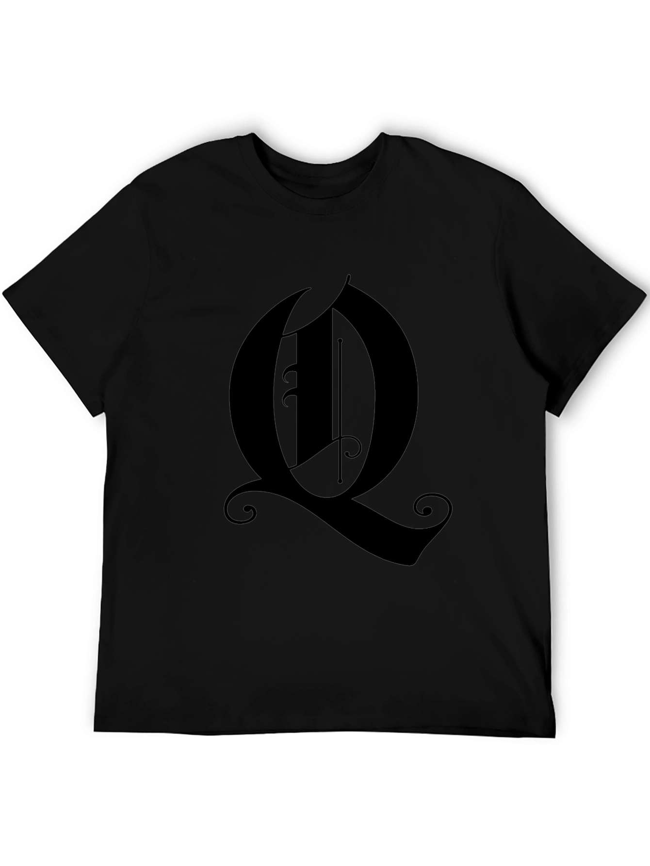 Elegant Q Graphic Black T-Shirt - Stylish & Unique Design