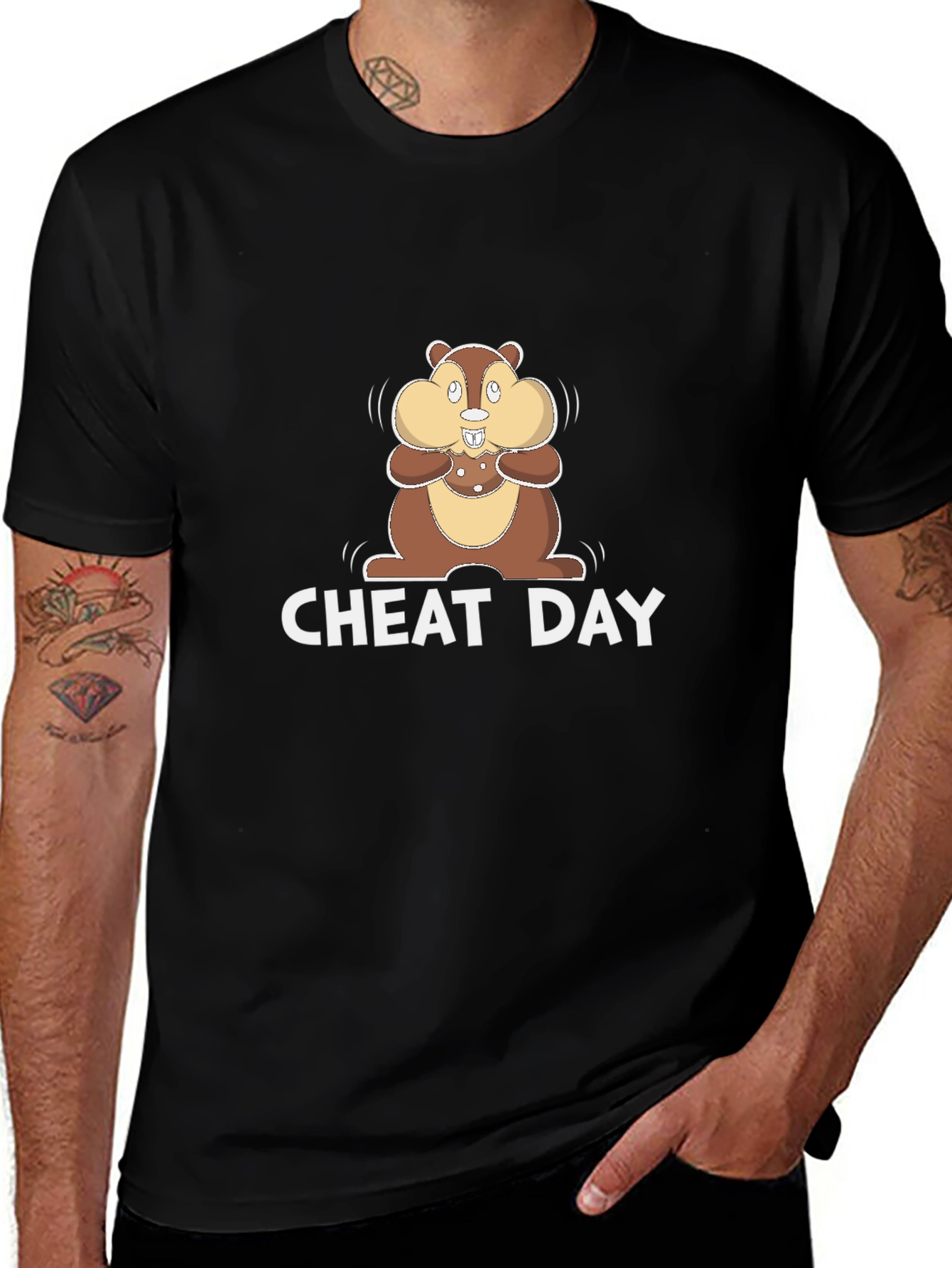 Cheat Day T-Shirt with Cartoon Chipmunk