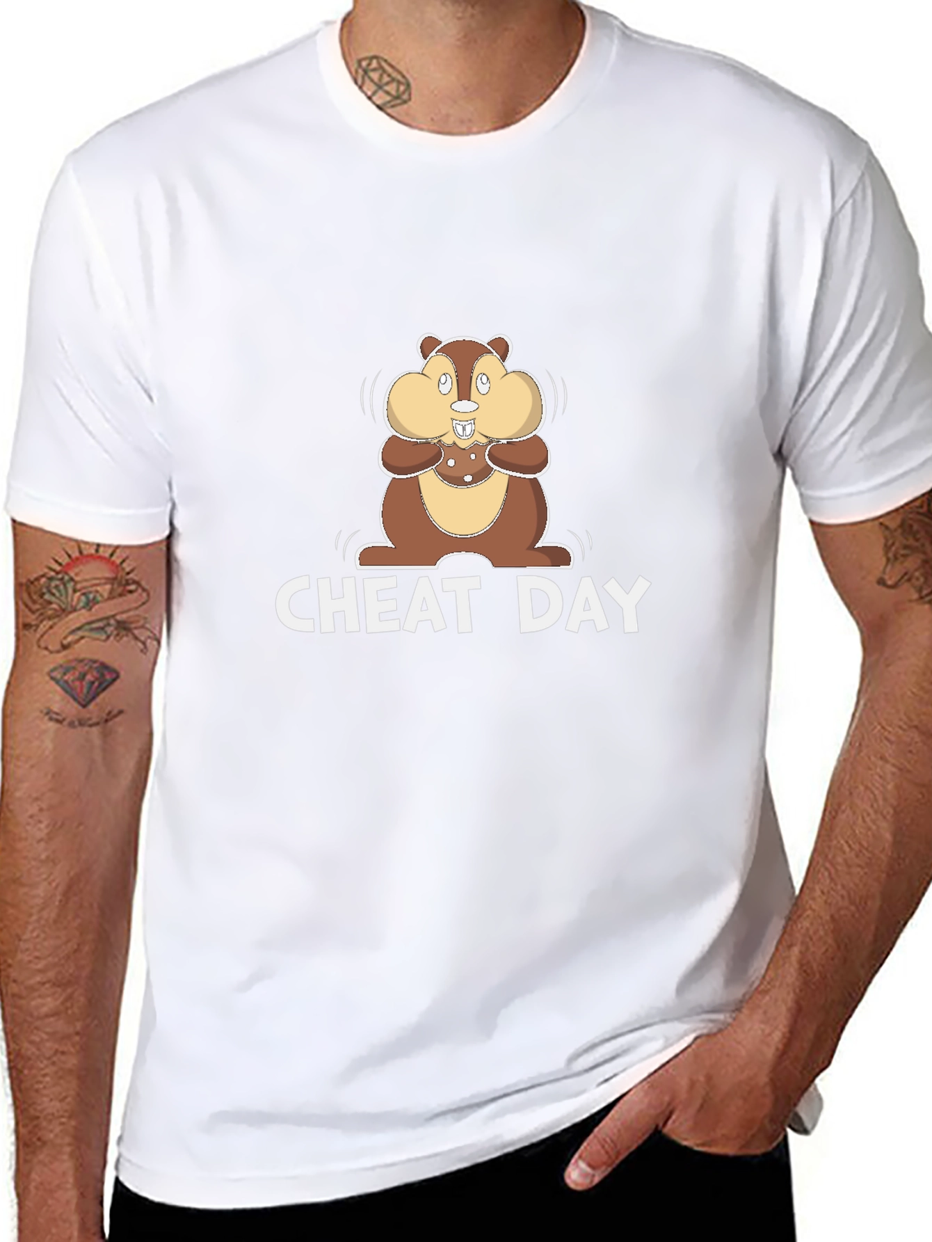 Cheat Day T-Shirt with Cartoon Chipmunk