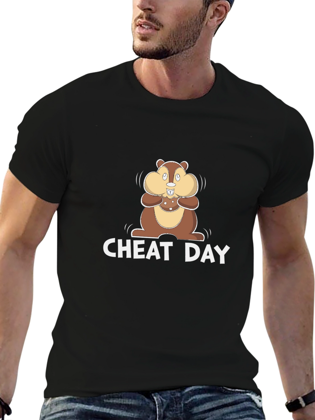 Cheat Day T-Shirt with Cartoon Chipmunk