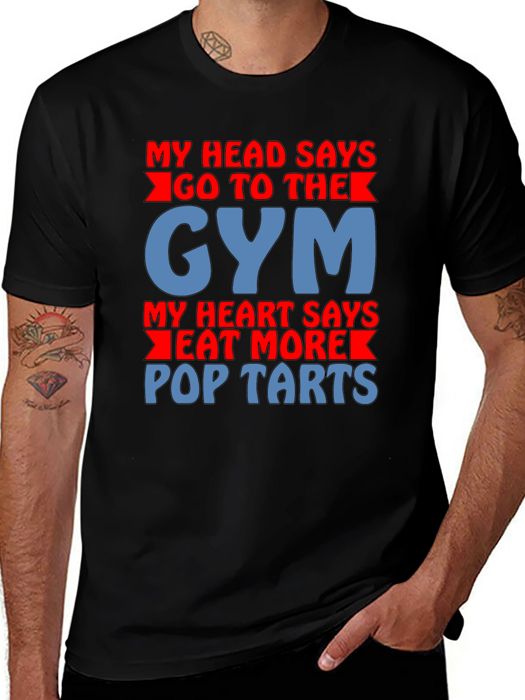 Funny Gym vs Pop-Tarts Graphic T-Shirt