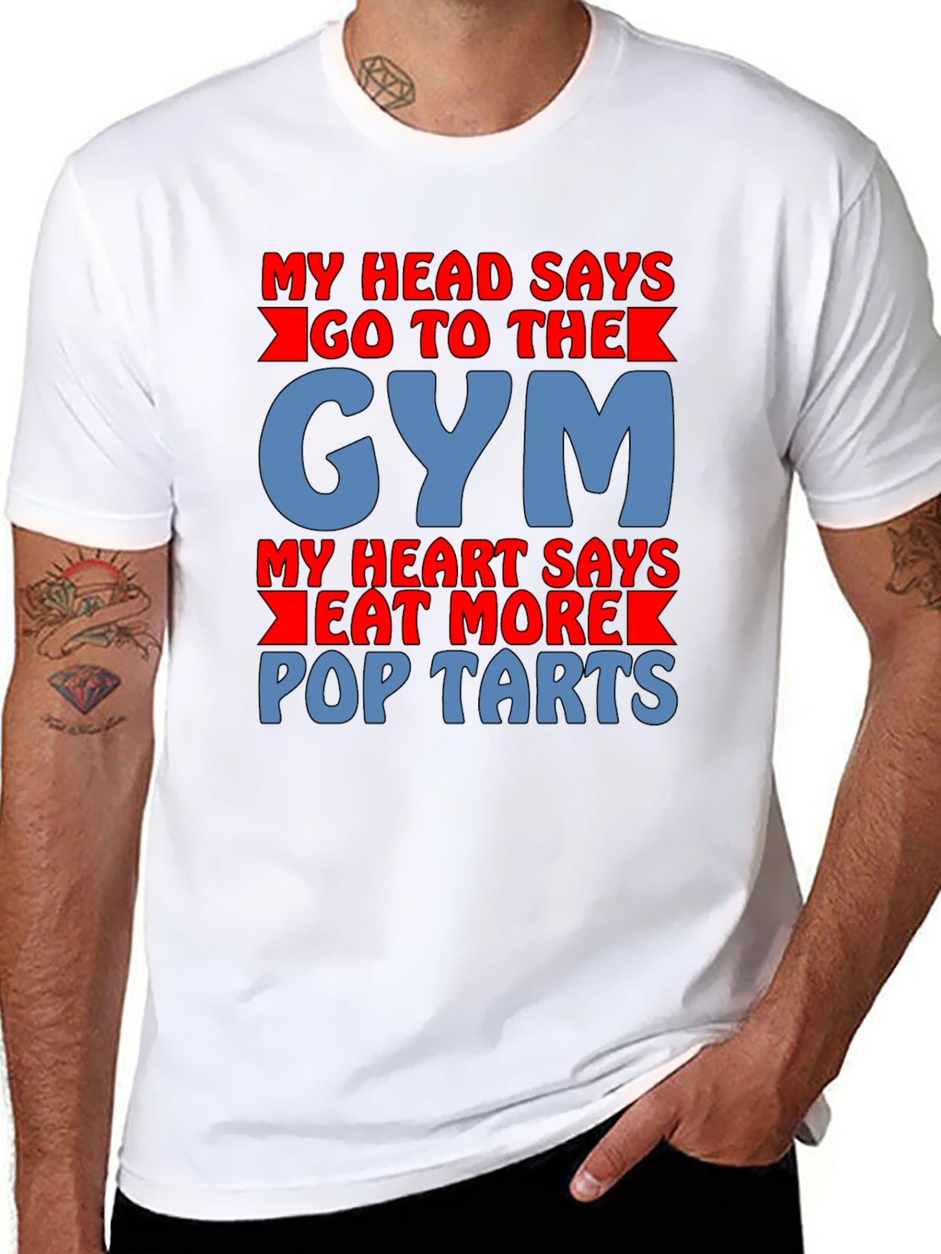 Funny Gym vs Pop-Tarts Graphic T-Shirt