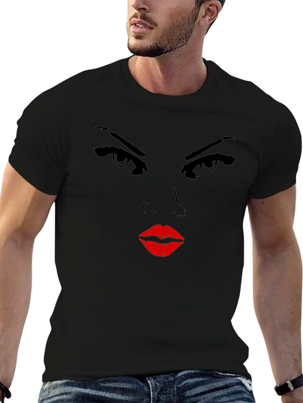 Intense Stare Graphic Black T-Shirt