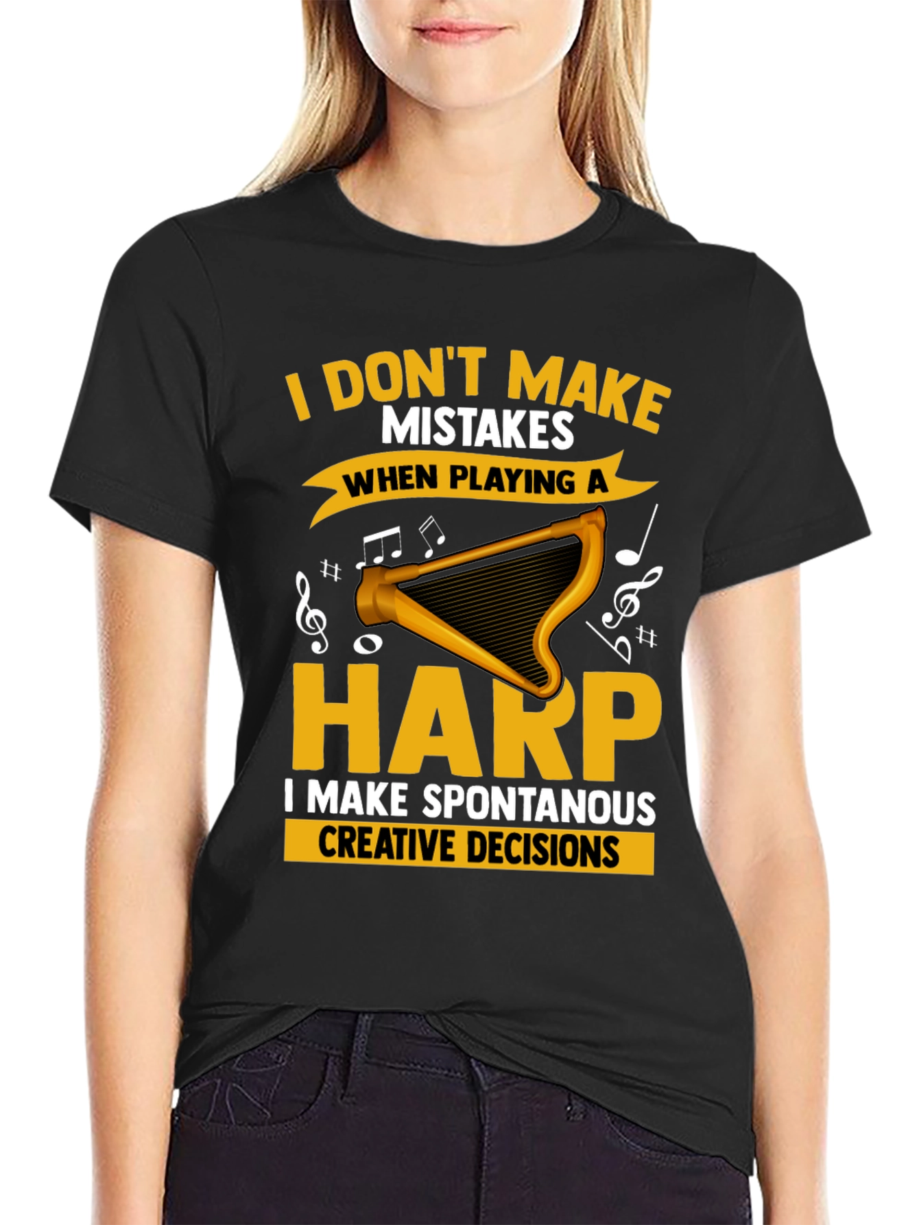 Funny Harp Player T-Shirt - No Mistakes Creative Decisions