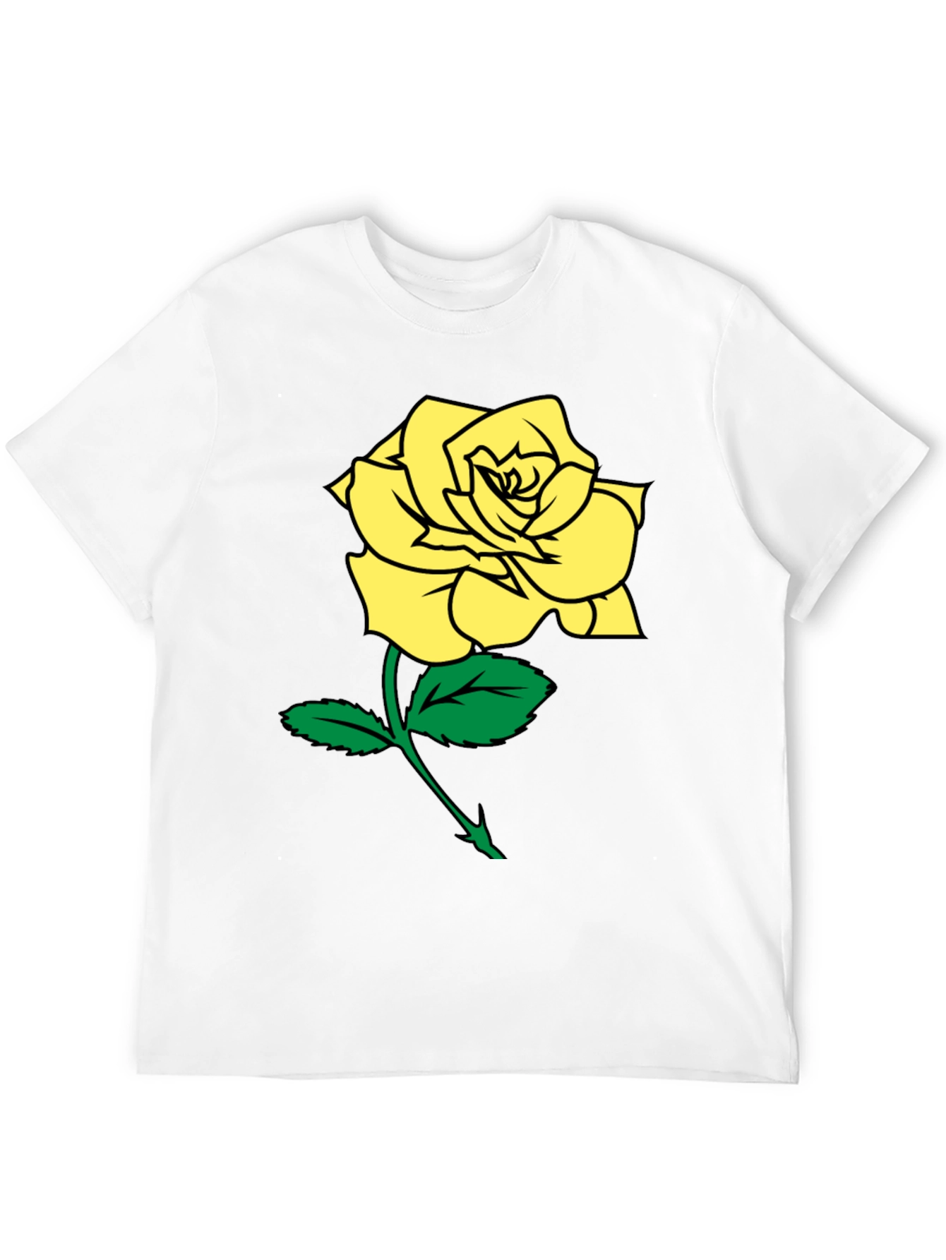Black T-Shirt with Yellow Rose Graphic
