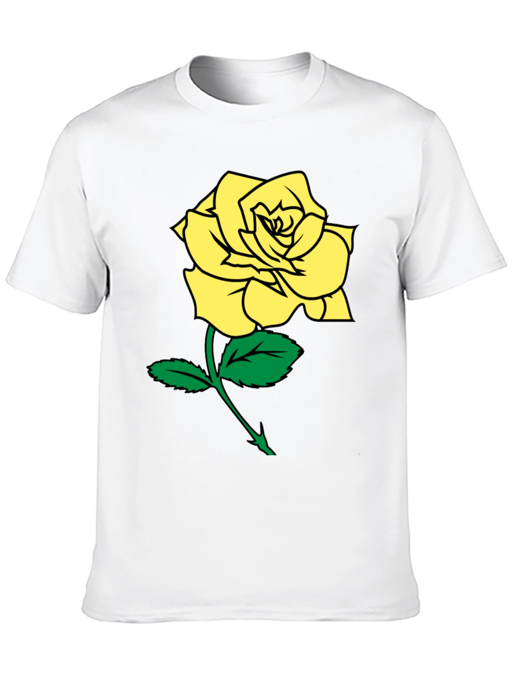 Black T-Shirt with Yellow Rose Graphic