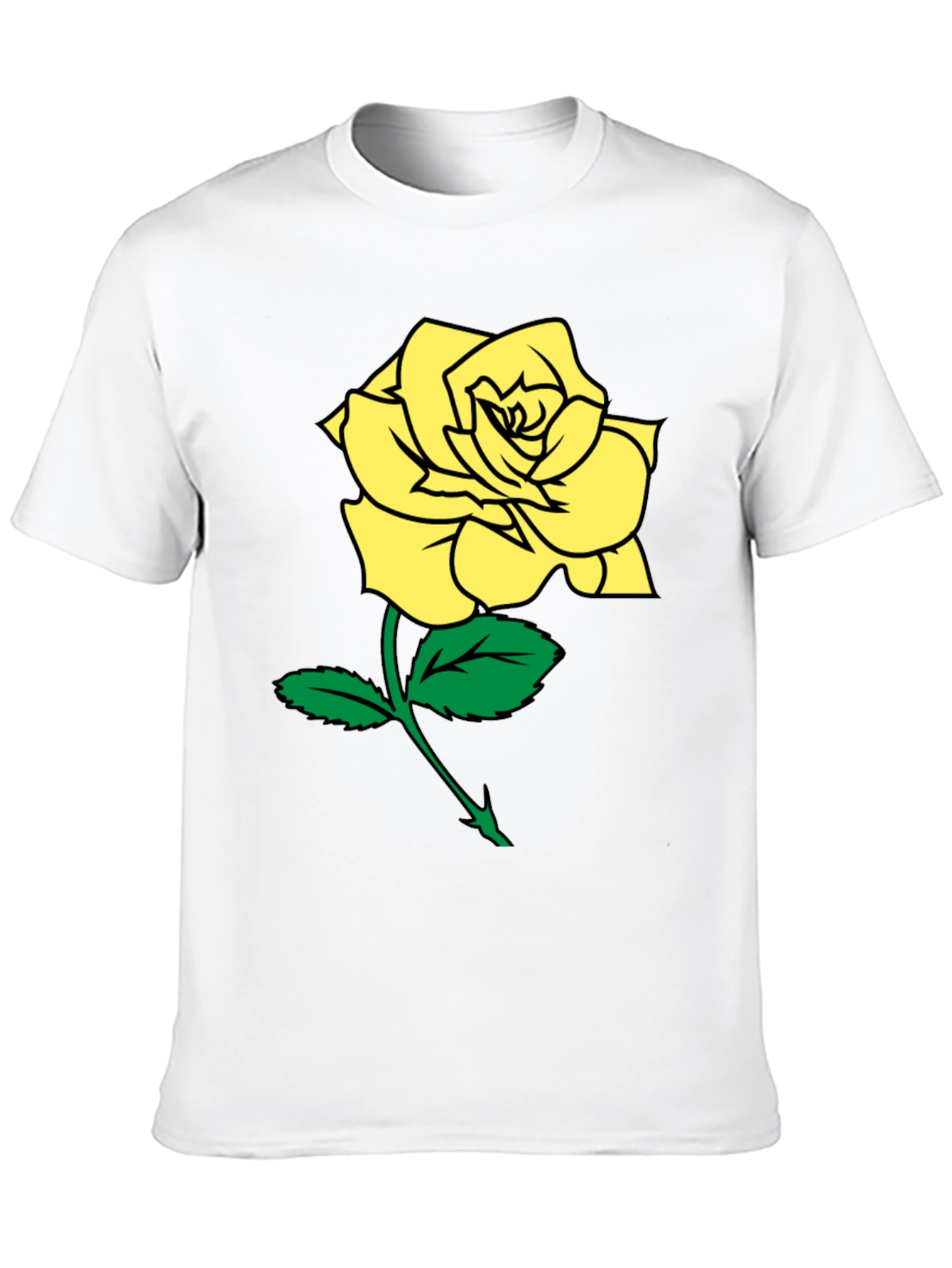 Black T-Shirt with Yellow Rose Graphic