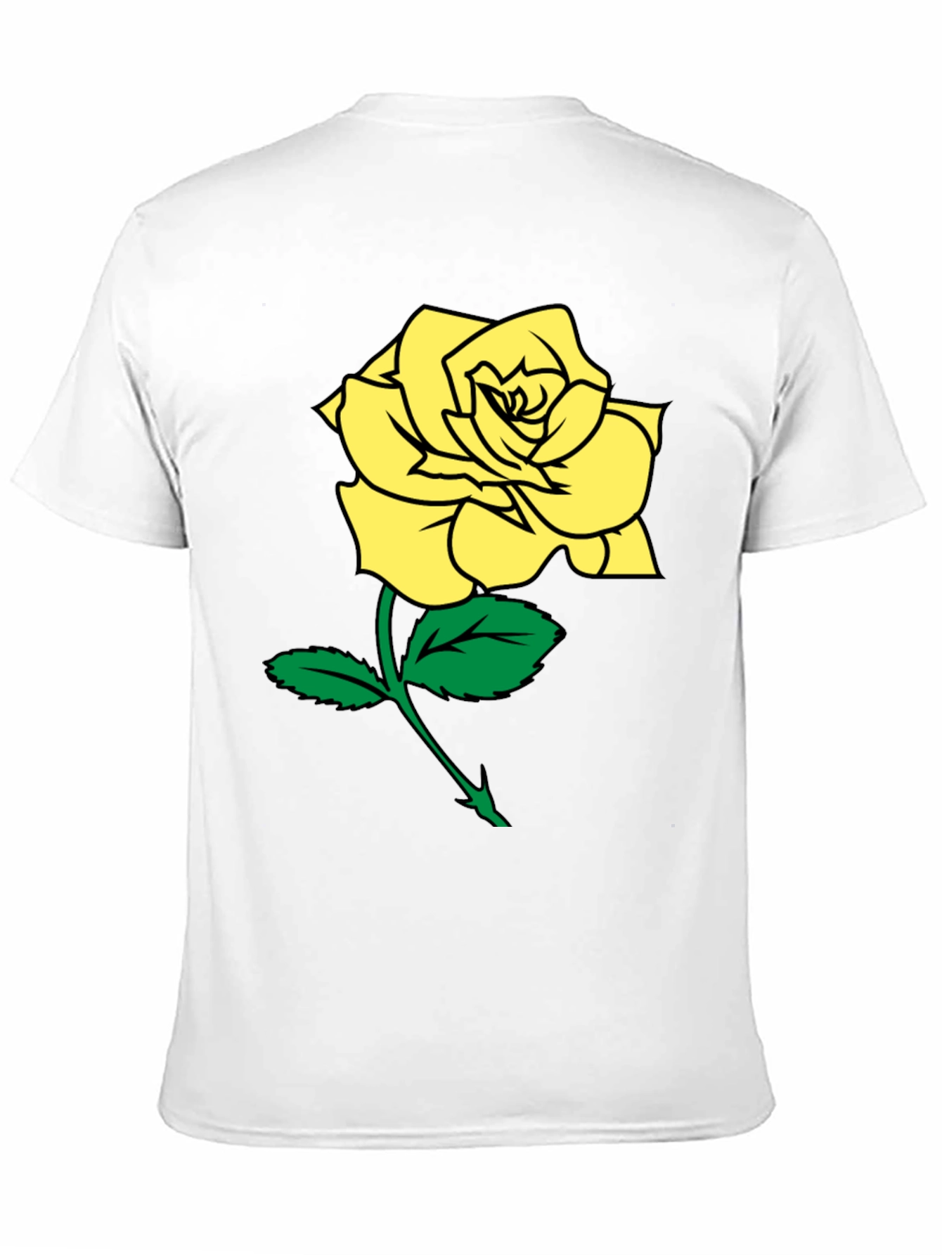 Black T-Shirt with Yellow Rose Graphic