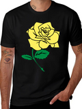 Black T-Shirt with Yellow Rose Graphic
