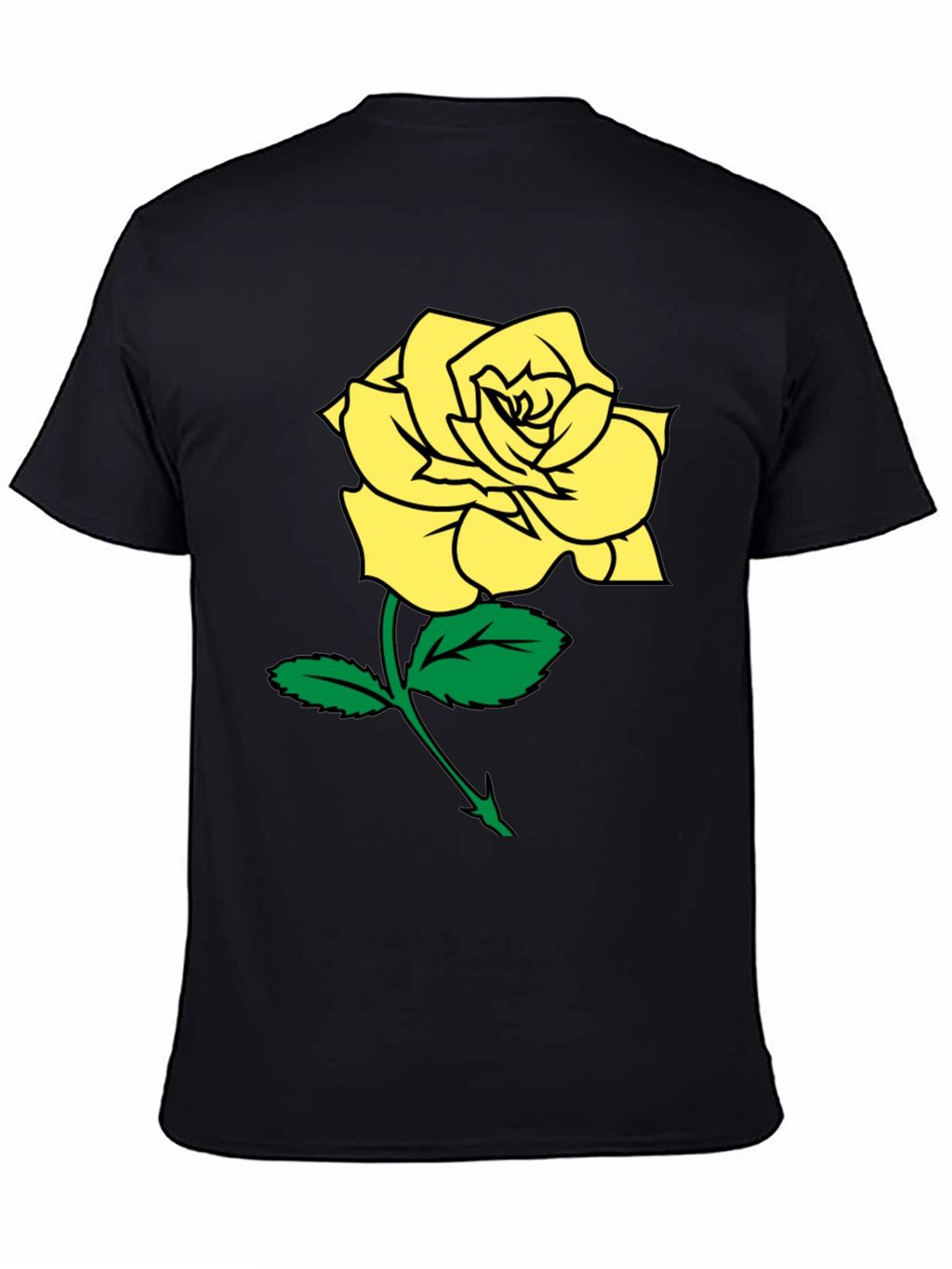 Black T-Shirt with Yellow Rose Graphic