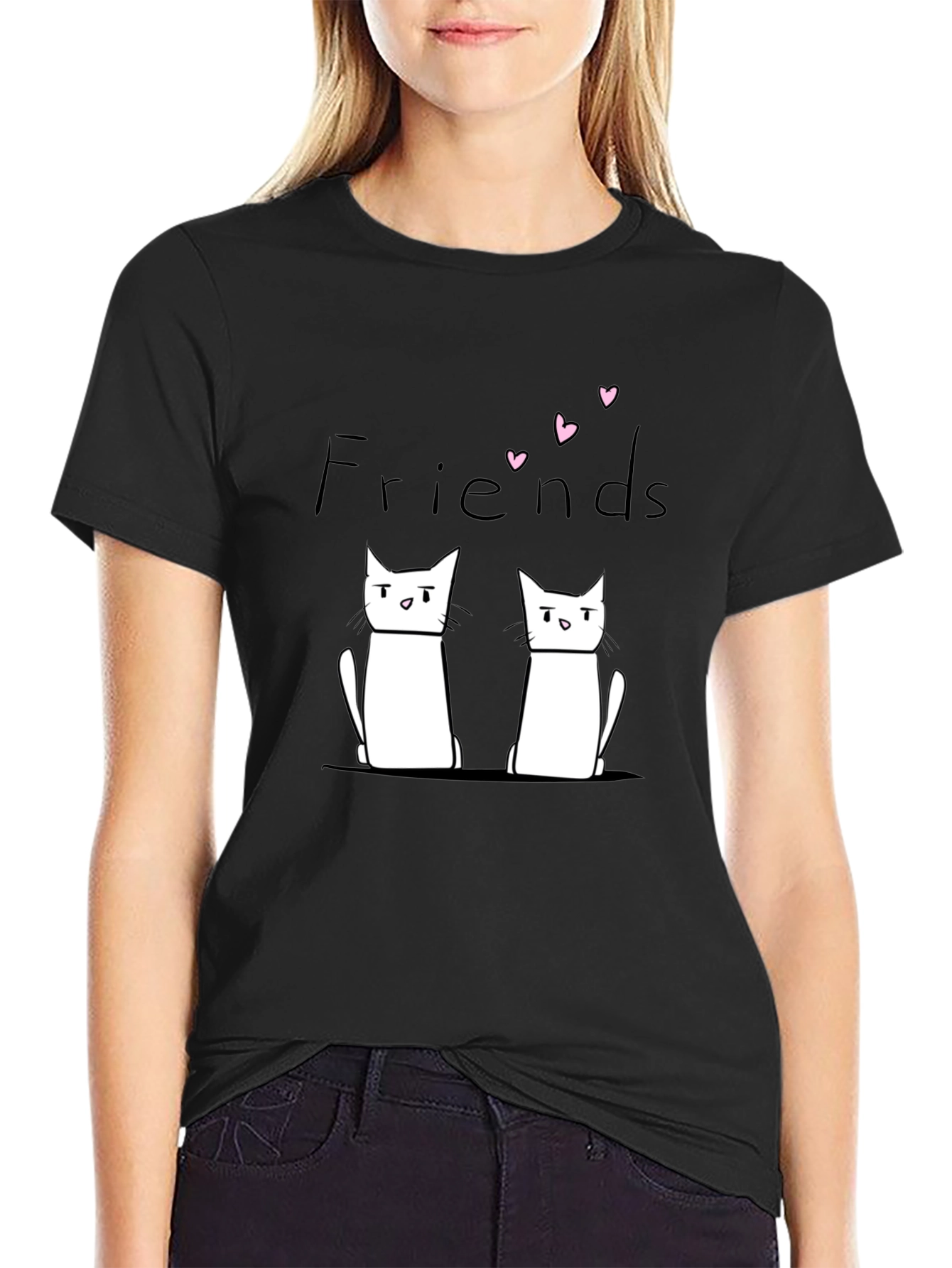 Friends Cat Graphic Black T-Shirt