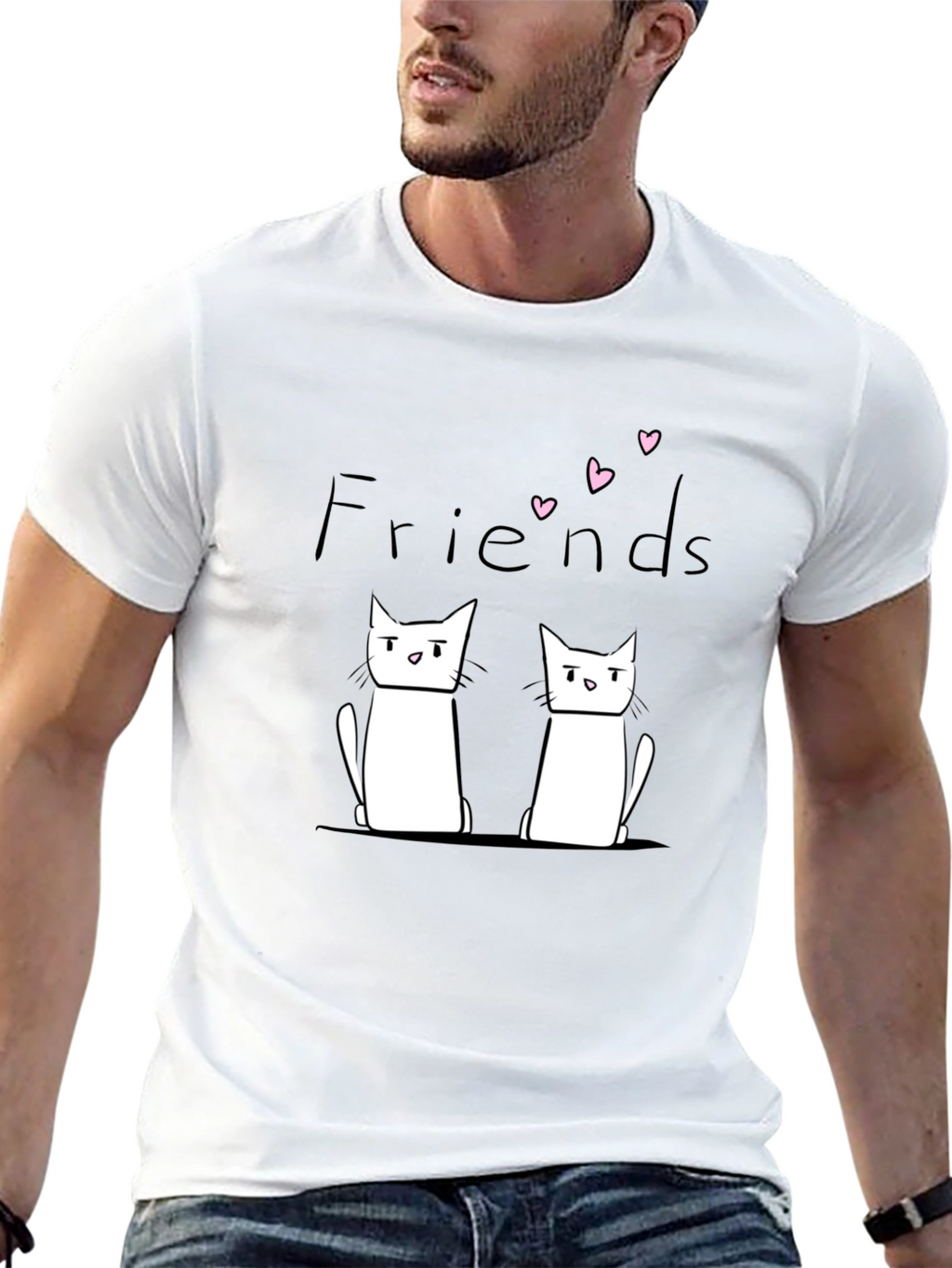 Friends Cat Graphic Black T-Shirt