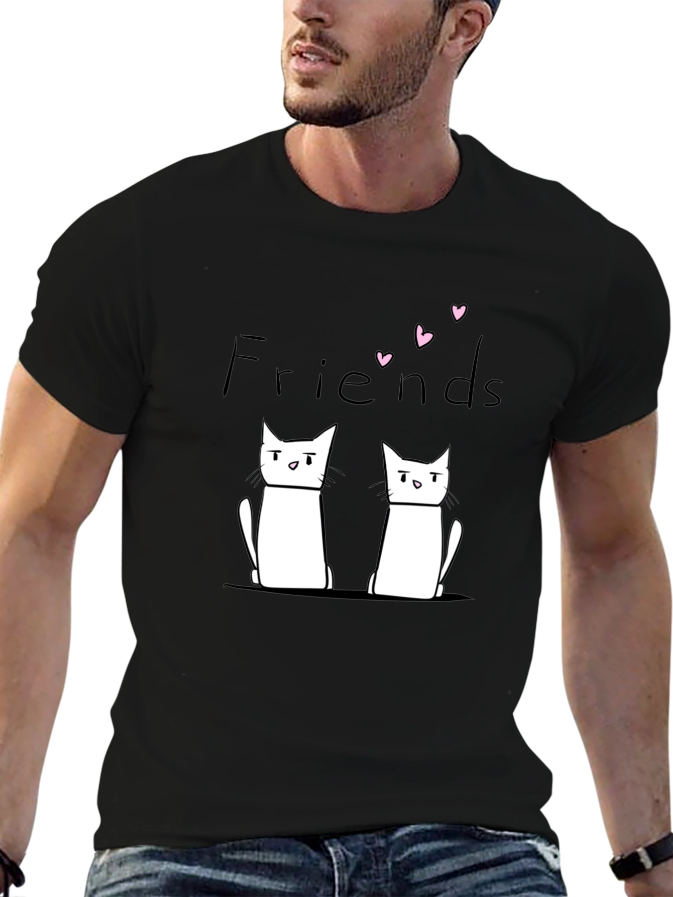 Friends Cat Graphic Black T-Shirt