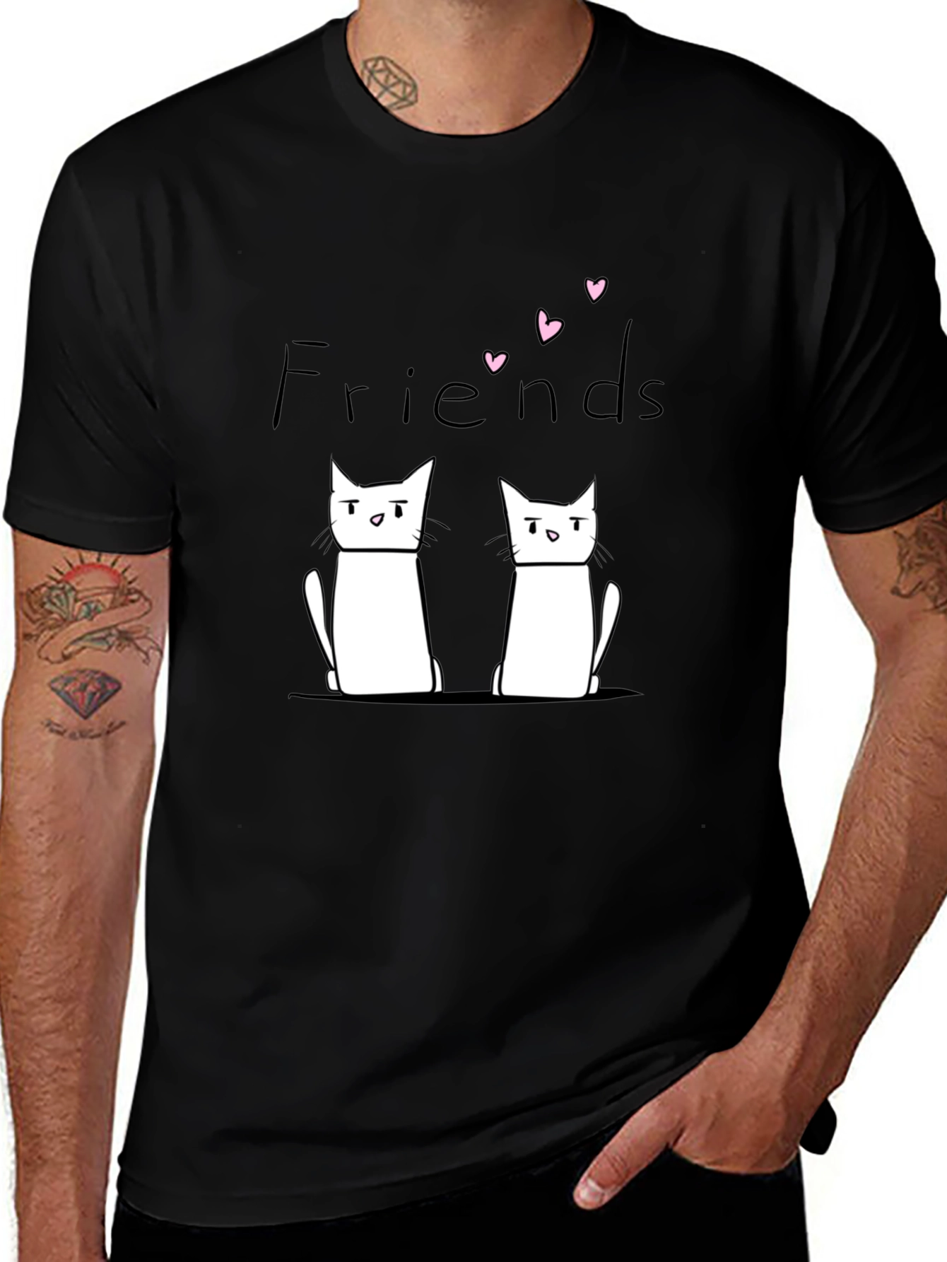 Friends Cat Graphic Black T-Shirt