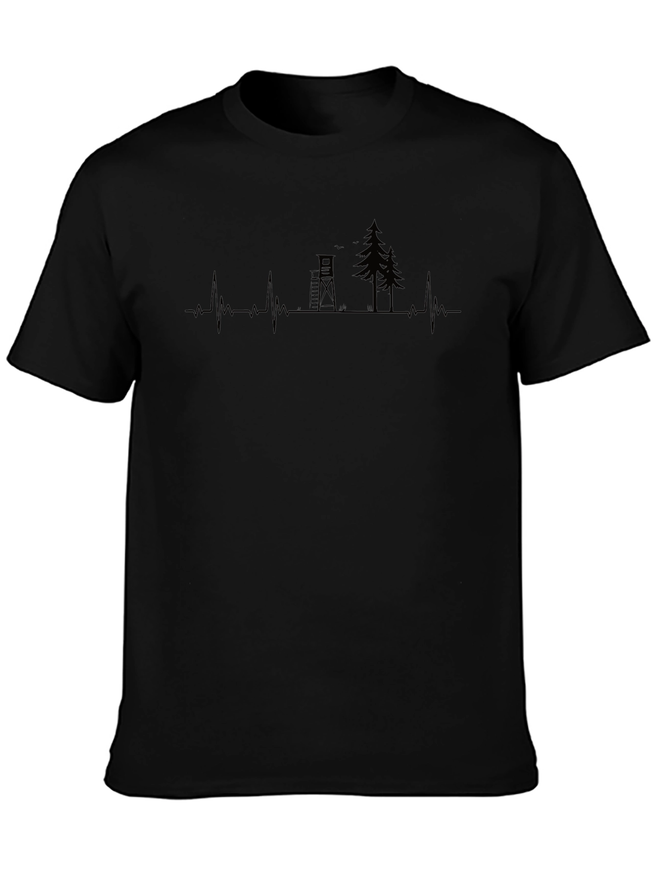 Hunting Heartbeat T-Shirt: Deer Stand & Trees Graphic Tee
