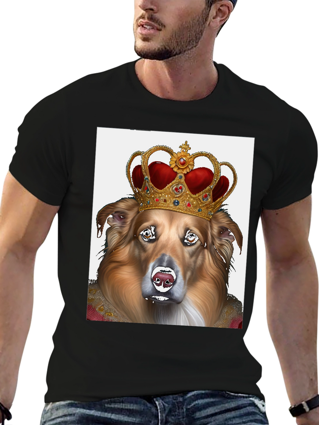 King Dog Graphic Tee - Black Cotton